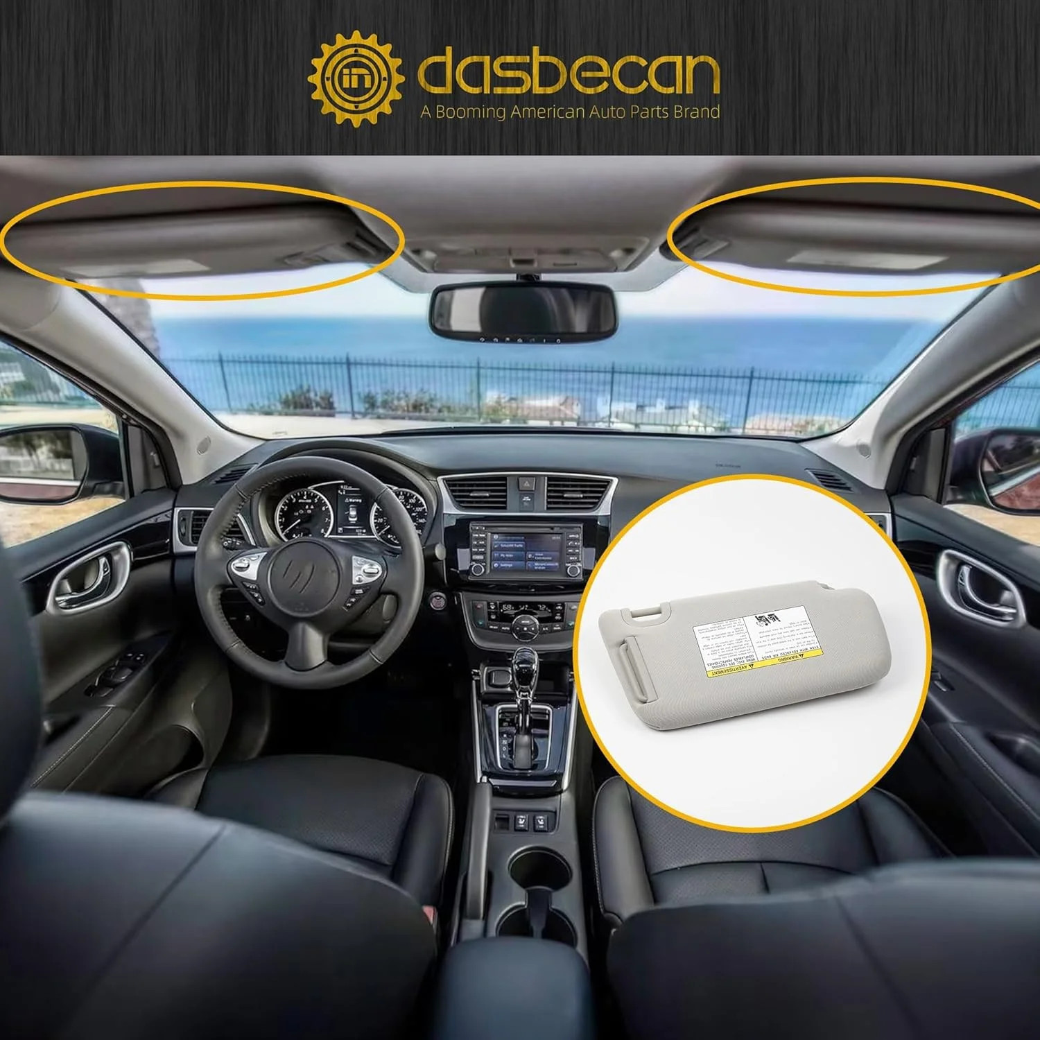 Dasbecan Left Driver Side Sun Visor w/o Light Compatible with Nissan Sentra 2013