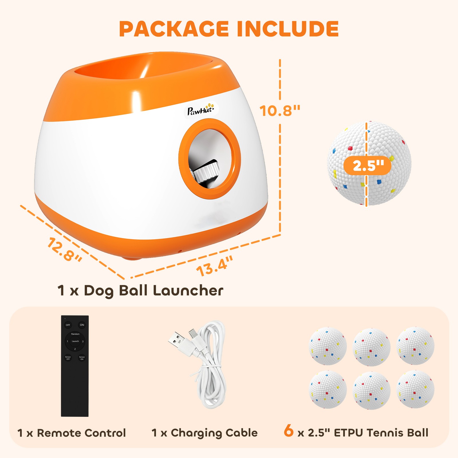 Automatic Dog Ball Launcher with 26-79 FT Distance, Automatic Ball Launcher for