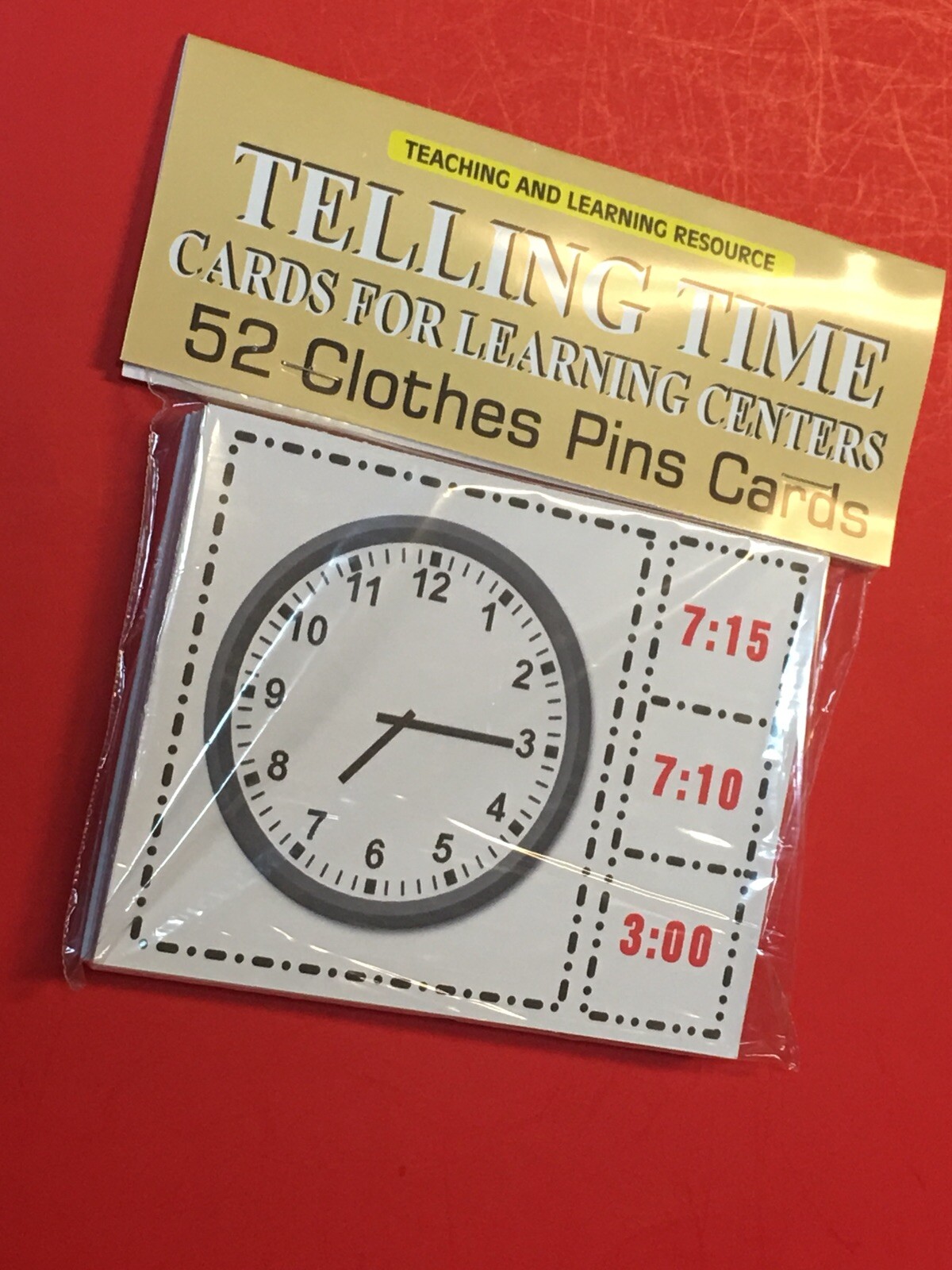 TELLING TIME – Cards for Learning Center 52 Cards- Letters Teaching Pre-k