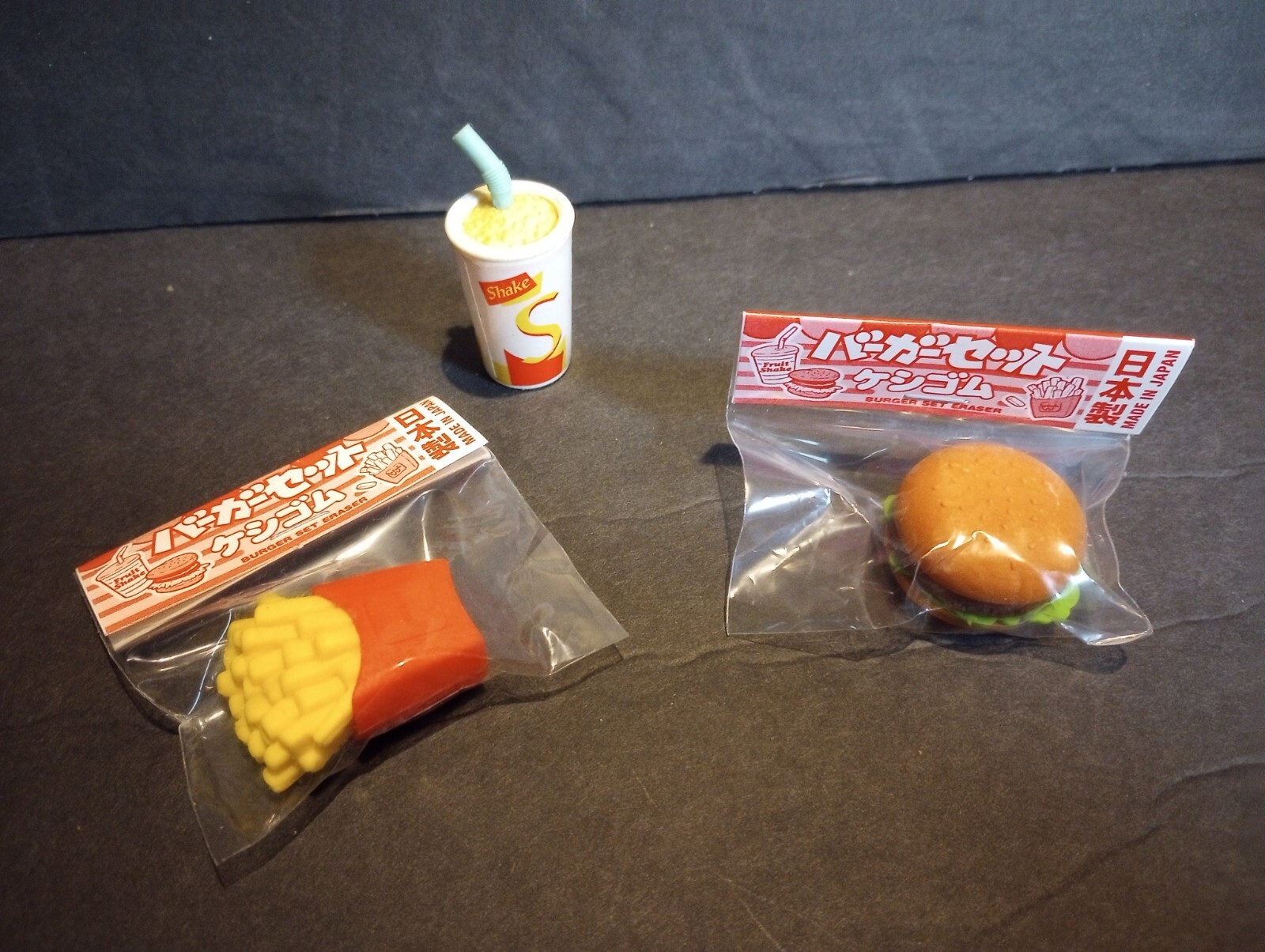 2009 IWAKO Japanese Burger Set Erasers FAST FOOD COMBO Set of 3, Unopened
