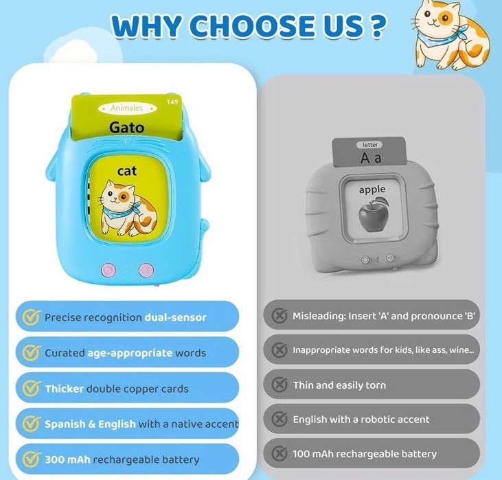 Toddler Toys Talking Flash Cards for 2 3 4 5 6 Year Old Boy Girl