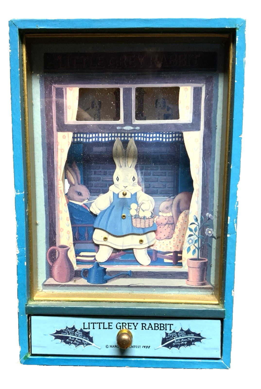 Vintage Animated Music Box Rabbit 1950s Little Grey Rabbit