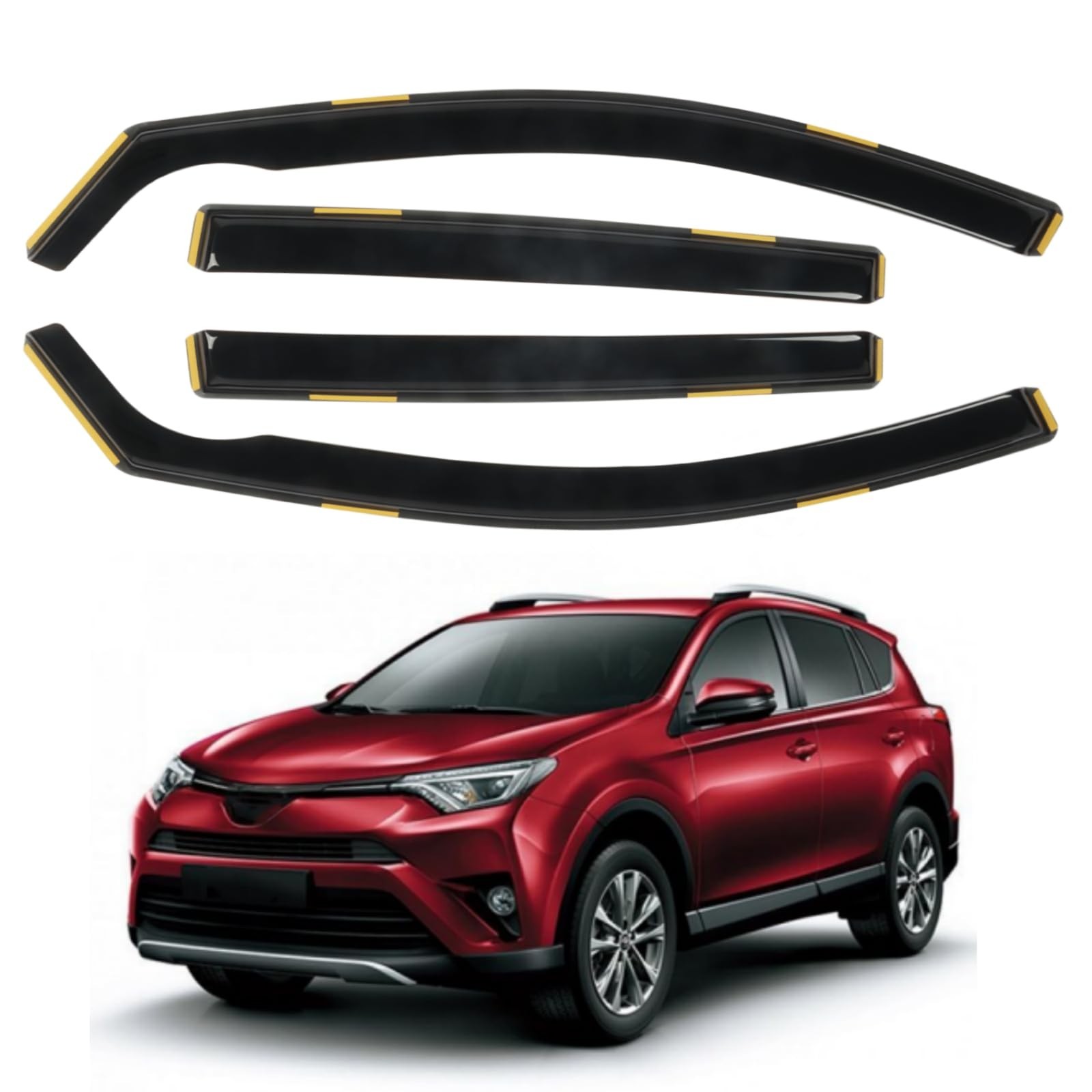 4 PCS in-Channel Window Rain Guards Fit for 2013-2018 Toyota RAV4, Smoke Tint…