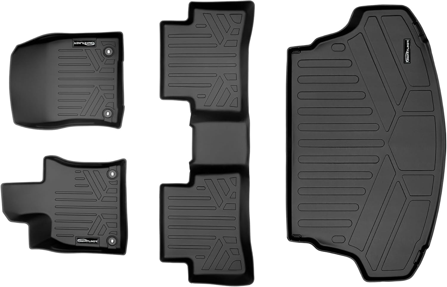 Custom Fit All Weather Black 2 Row Floor Mats and Cargo Liner Set Compatible wit