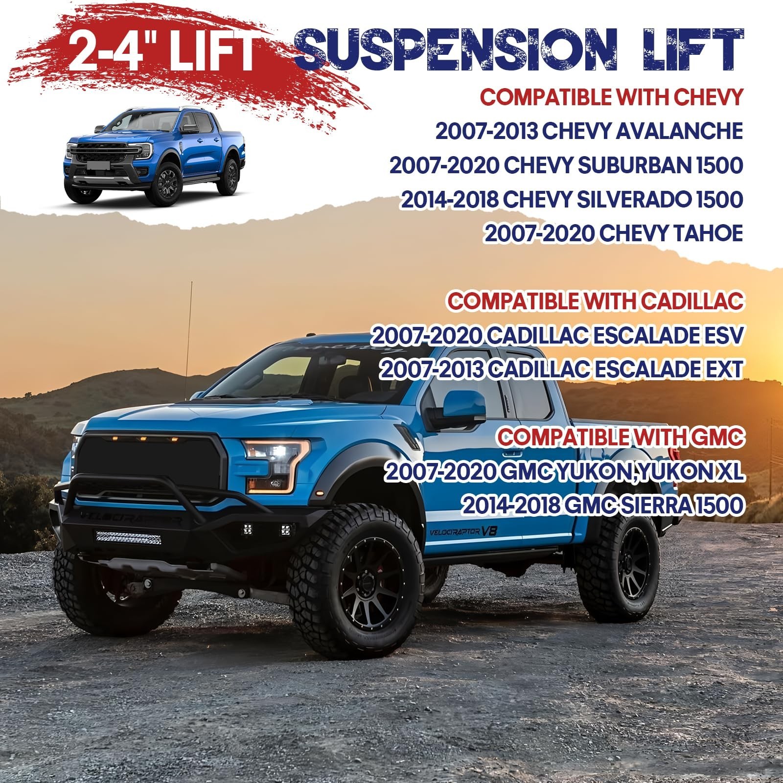 2-4″ Lift Upper Control Arms Compatible with 2014-2018 Chevy Silverado GMC Si…