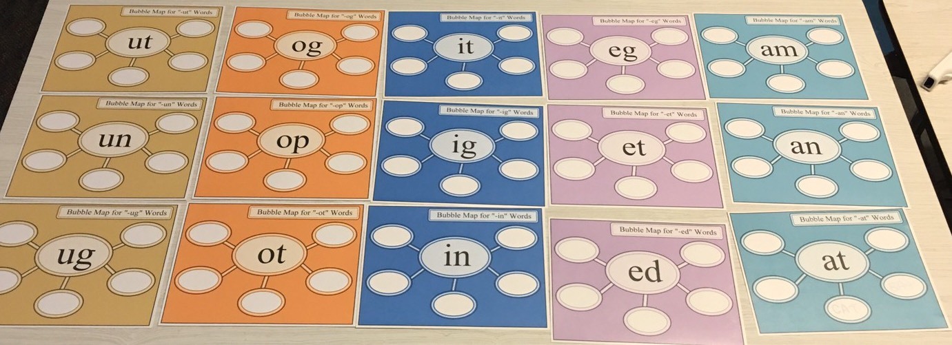 15 Short Vowel Bubble Maps – Language Mats – CVC Words – Laminated Dry Erase