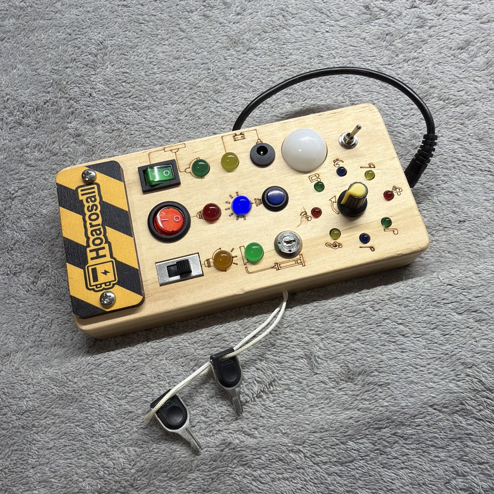 Handcrafted Montessori Busy Board for Ages 1+, 8 LED Lights for Sensory Learning