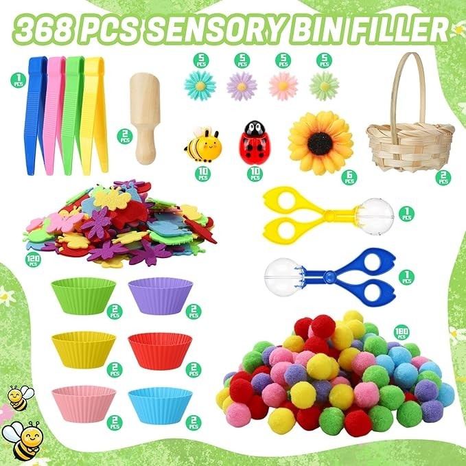 368Pcs Spring Sensory Bin Filler Fine Motor 7 Cognitive learning toys