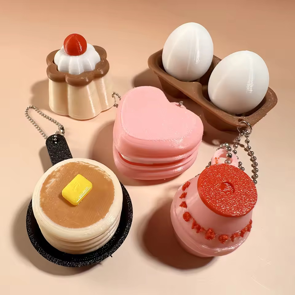 Macaron Food Fidget Toy for Adults Keycap Satisfying Clicker Keychain KeyRing