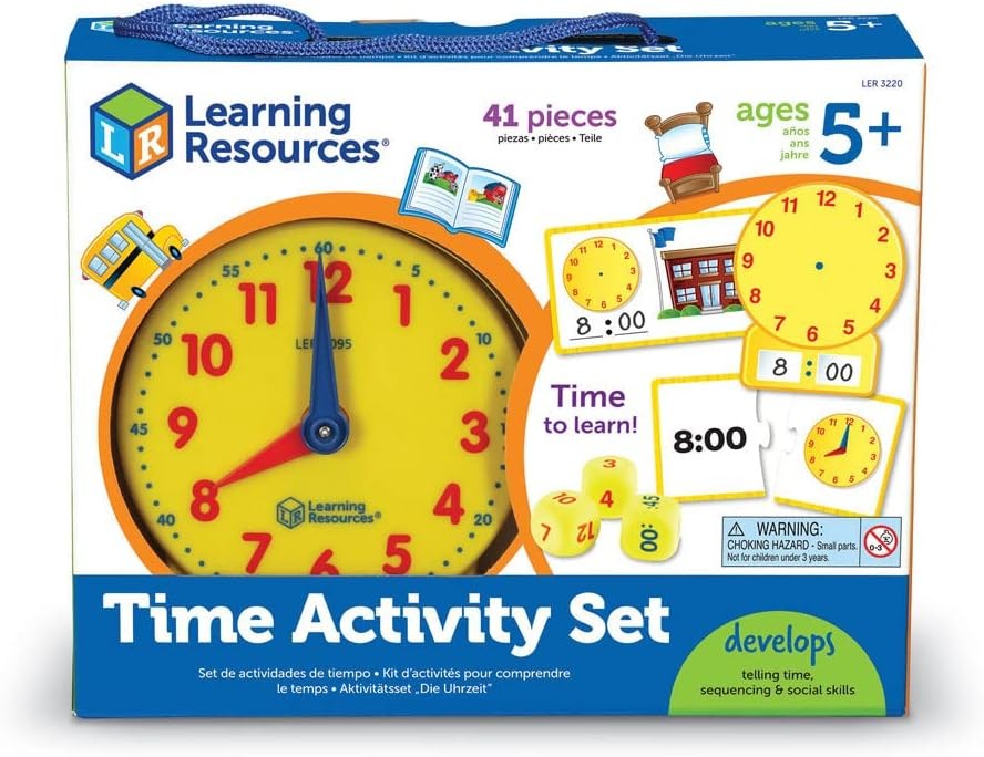 Learning Resources Time Activity Set – 41 Pieces, Ages 5+,Clock for Teaching…