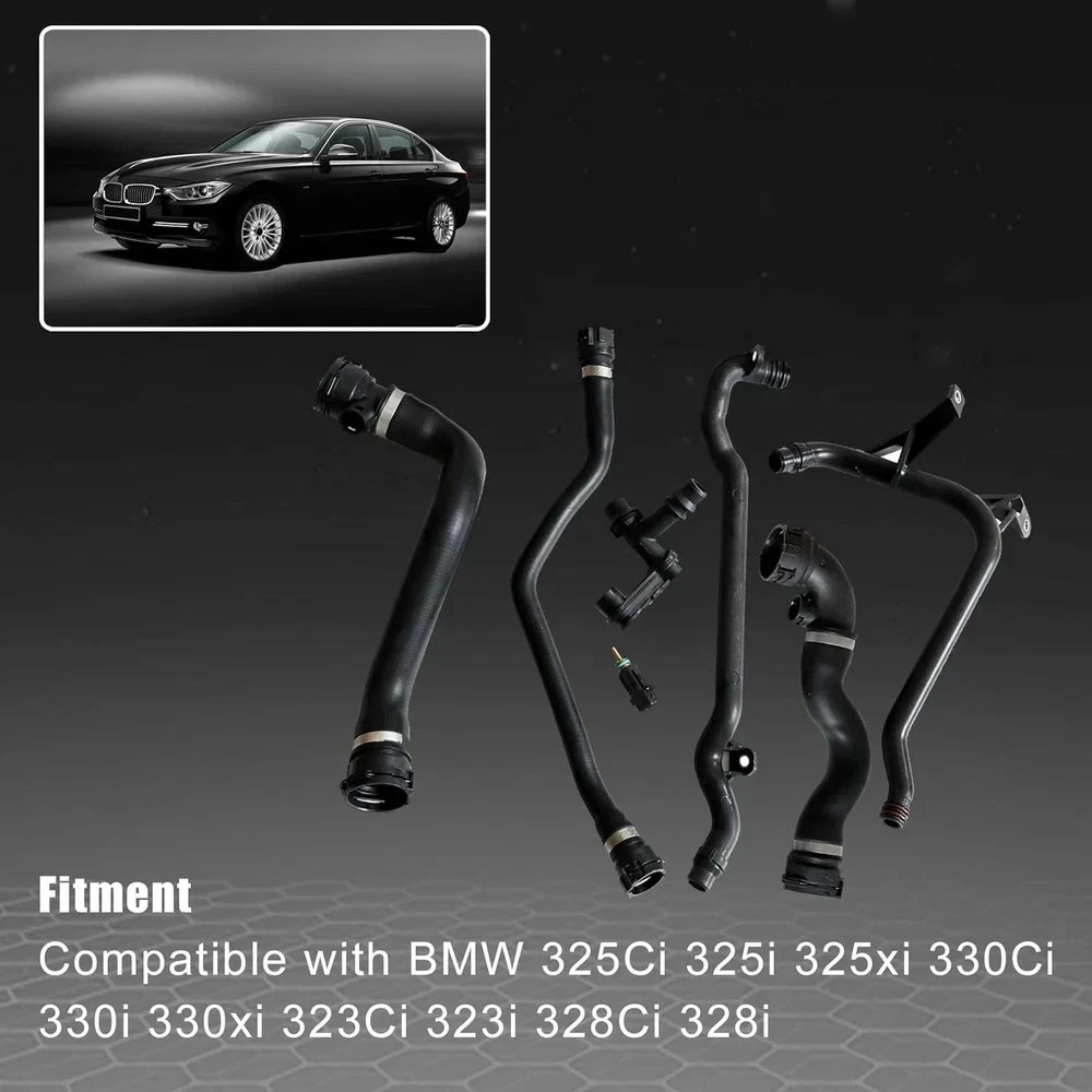 7Pcs Set Expansion Tank Coolant Radiator Hose Kit Compatible with BMW