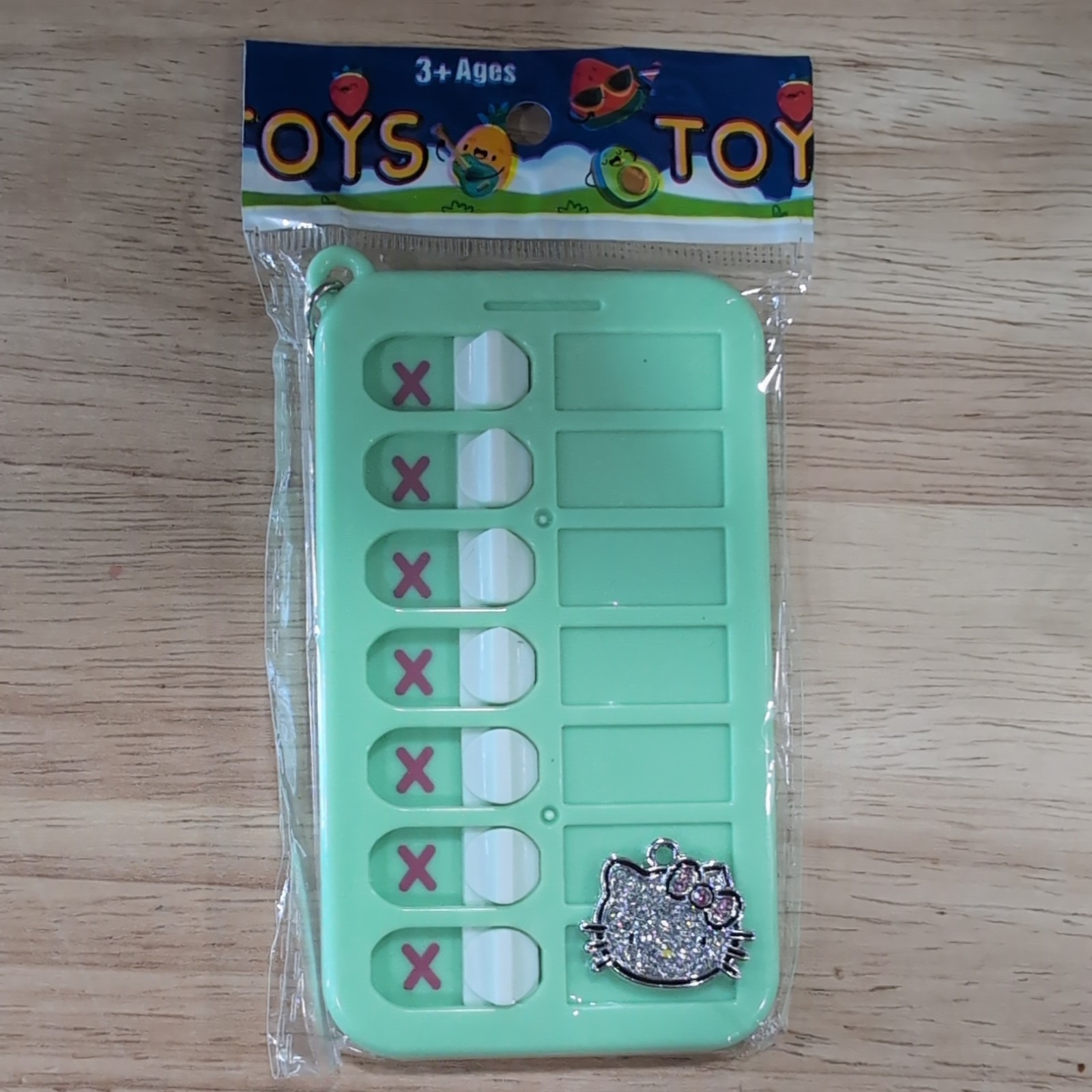 Green Chore chart keychain W/Hello Kitty Charm