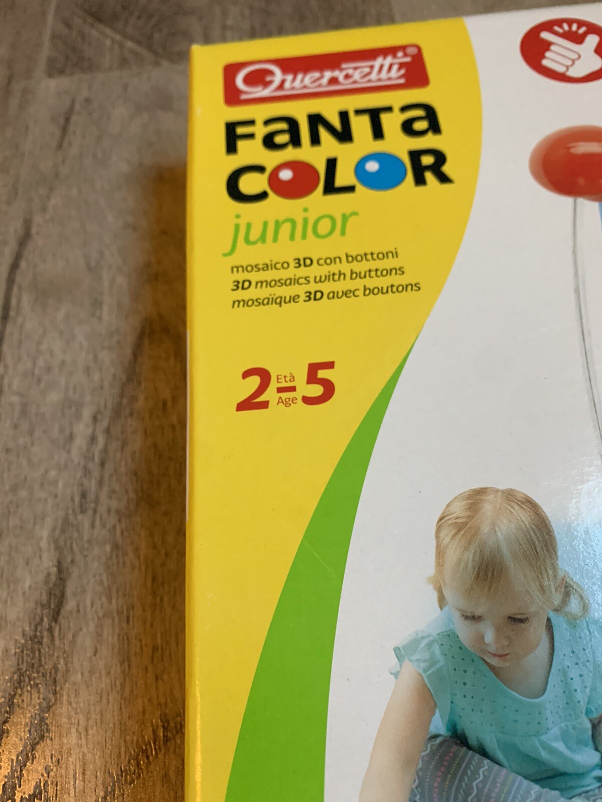 QUERCETTI 3D Mosaic FANTACOLOR JUNIOR 2-5 Fine Motor Toddler Toy