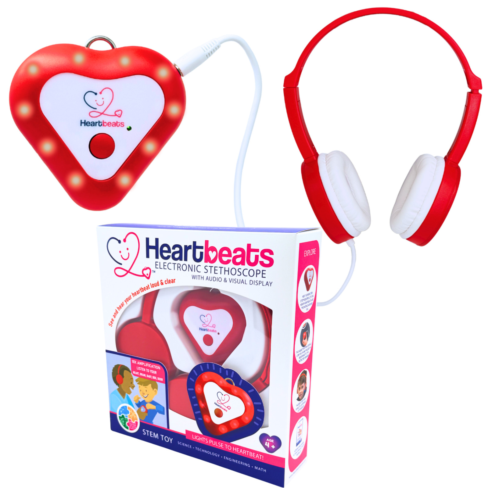 Heartbeats Electronic Stethoscope Toy w/ LED Display & 10X Sound Amplification