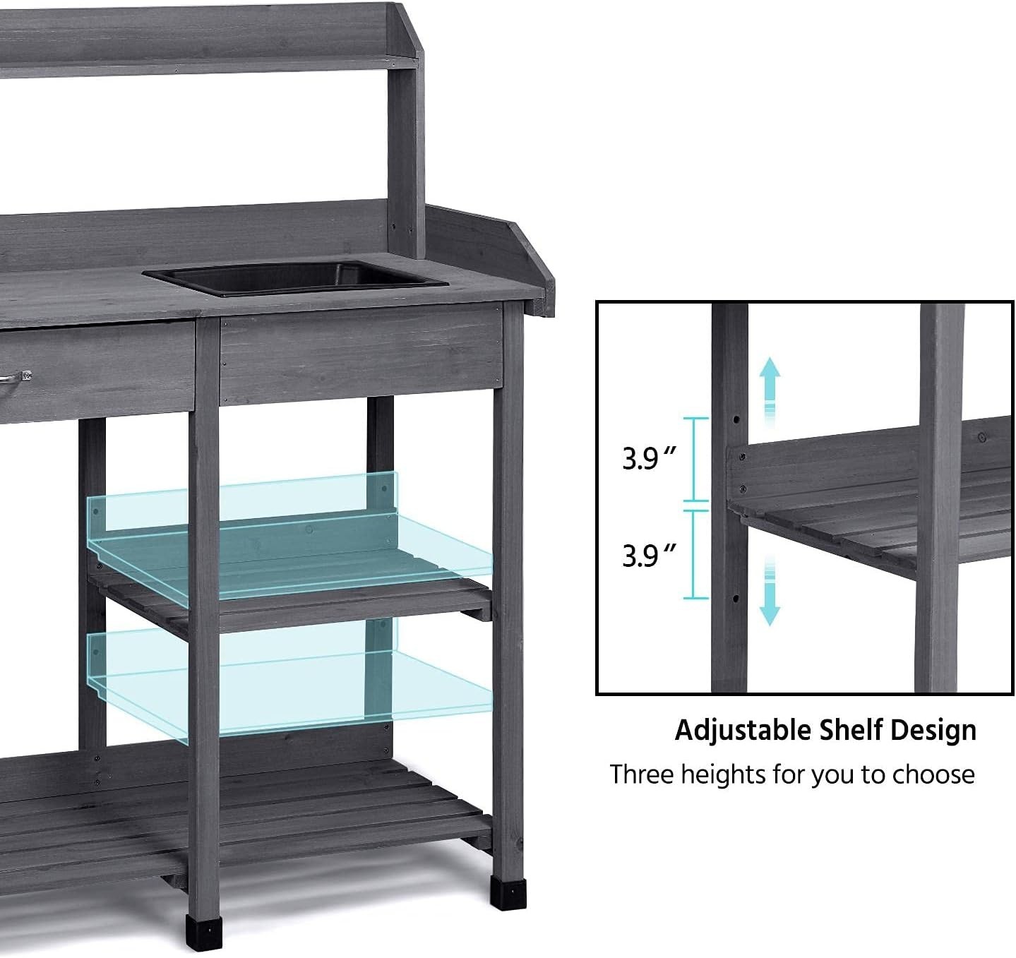 Outdoor Potting Bench Table Potters Benches Garden Workstation for Horticulture
