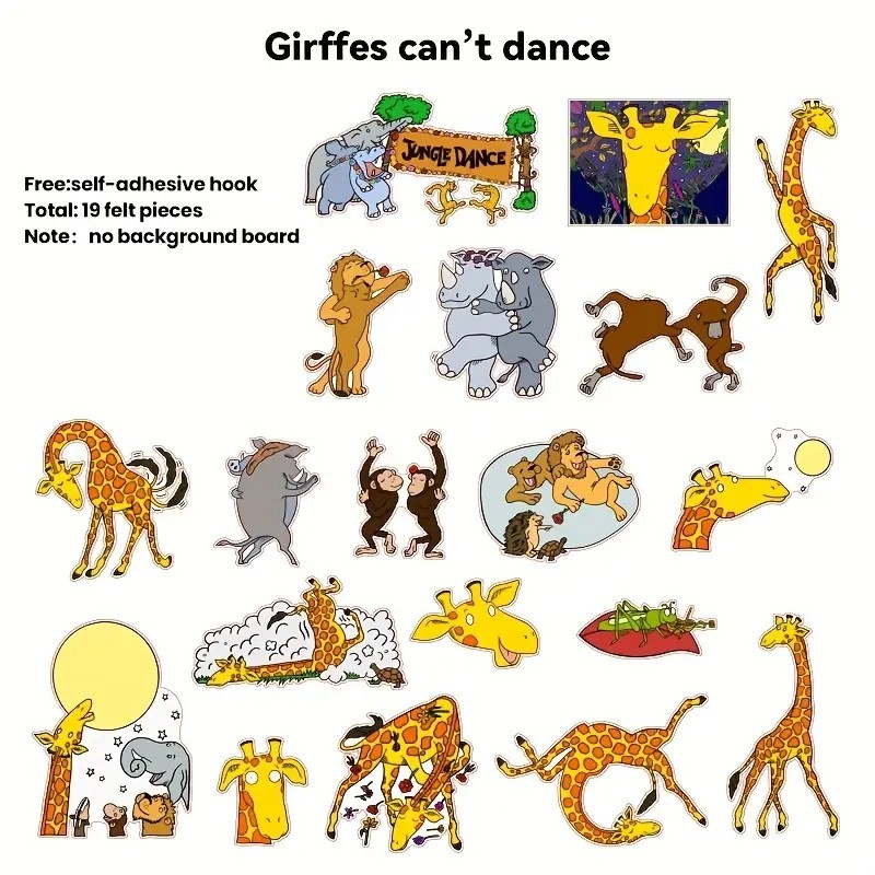 19 Pcs Giraffes Can’t Dance Felt Story Set Flannel Board Storytelling Classroom