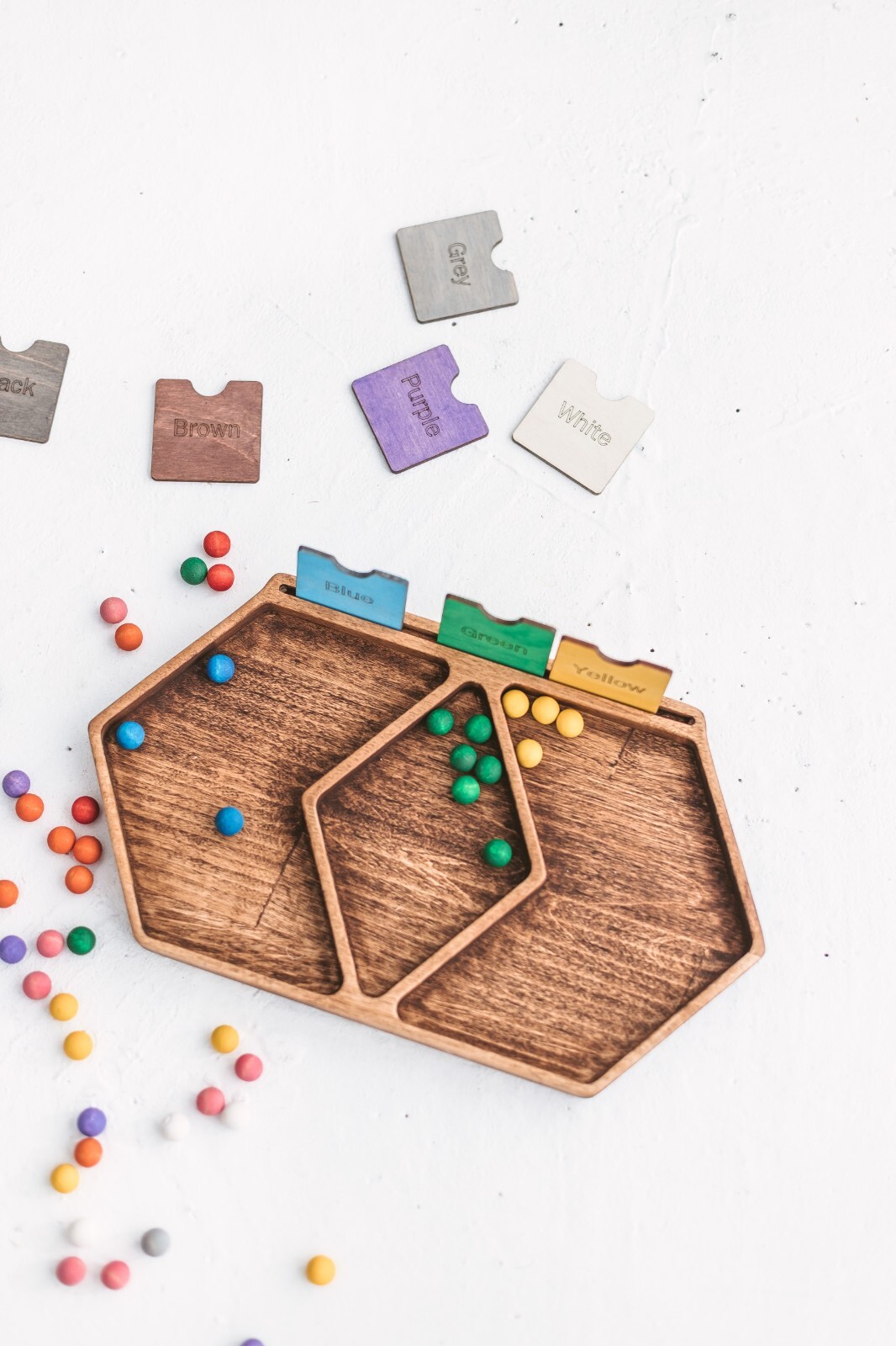 Color learning sorting toy, toddler educational toys, wooden kids gifts, Waldorf
