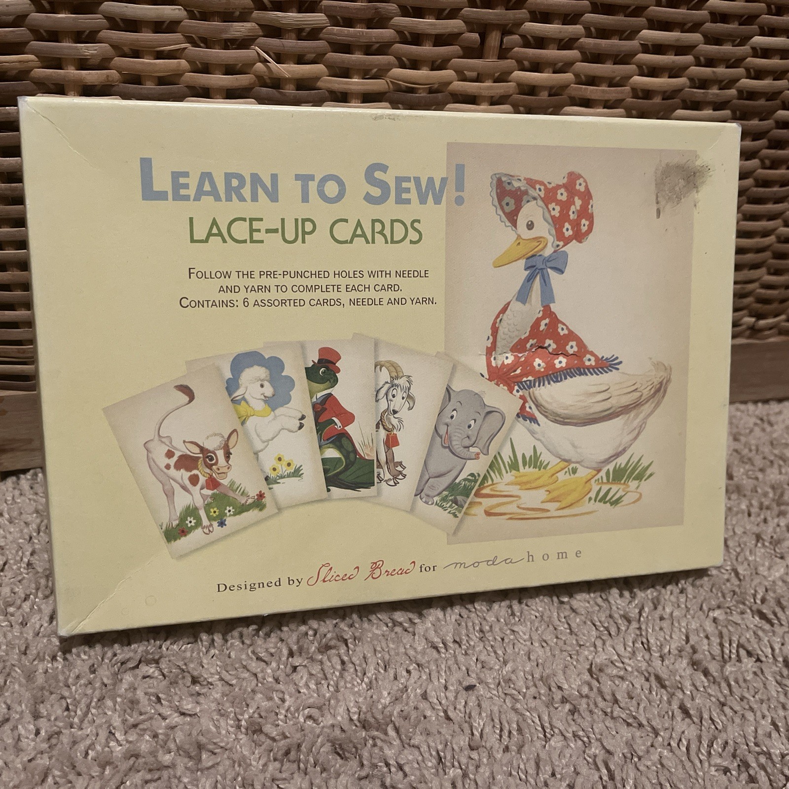 Vintage Style Sliced Bread by Moda Home Learn to Sew Lace Up Cards – Animals