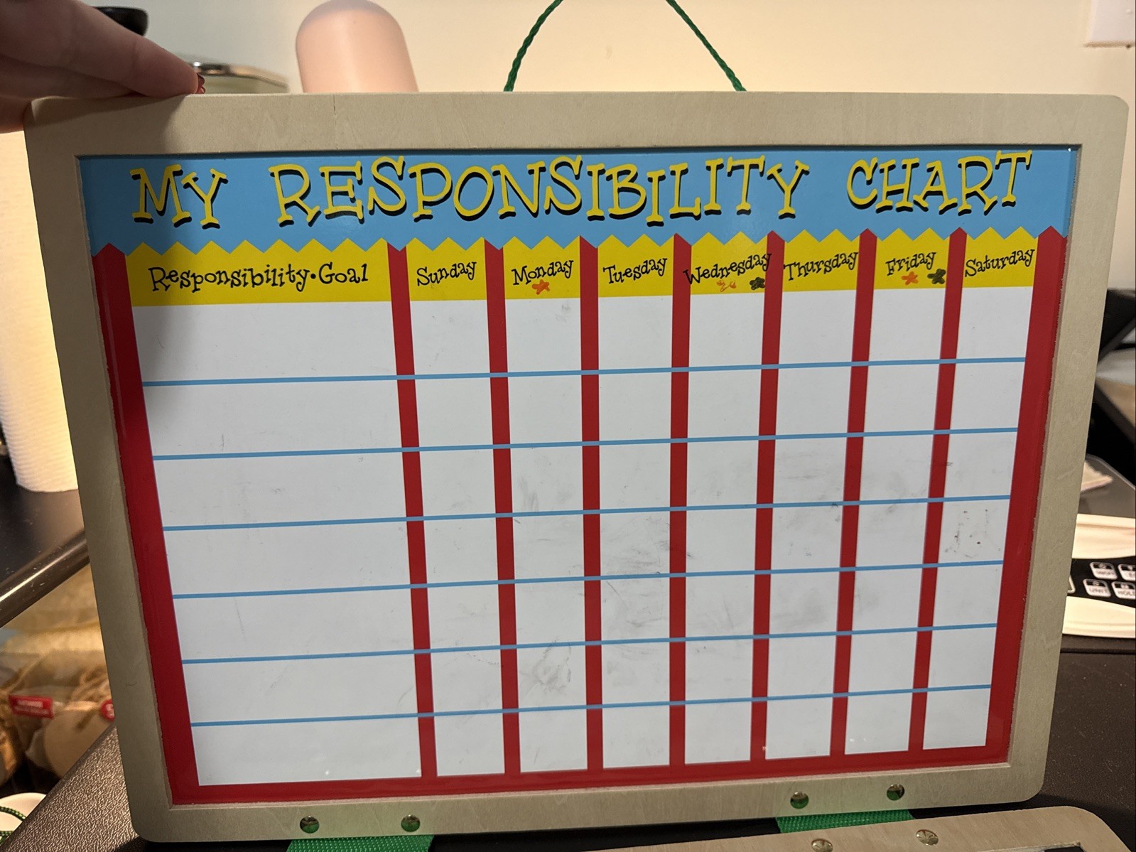 Melissa & Doug Wooden Responsibility Chore Chart Dry Erase Board w/Magnets