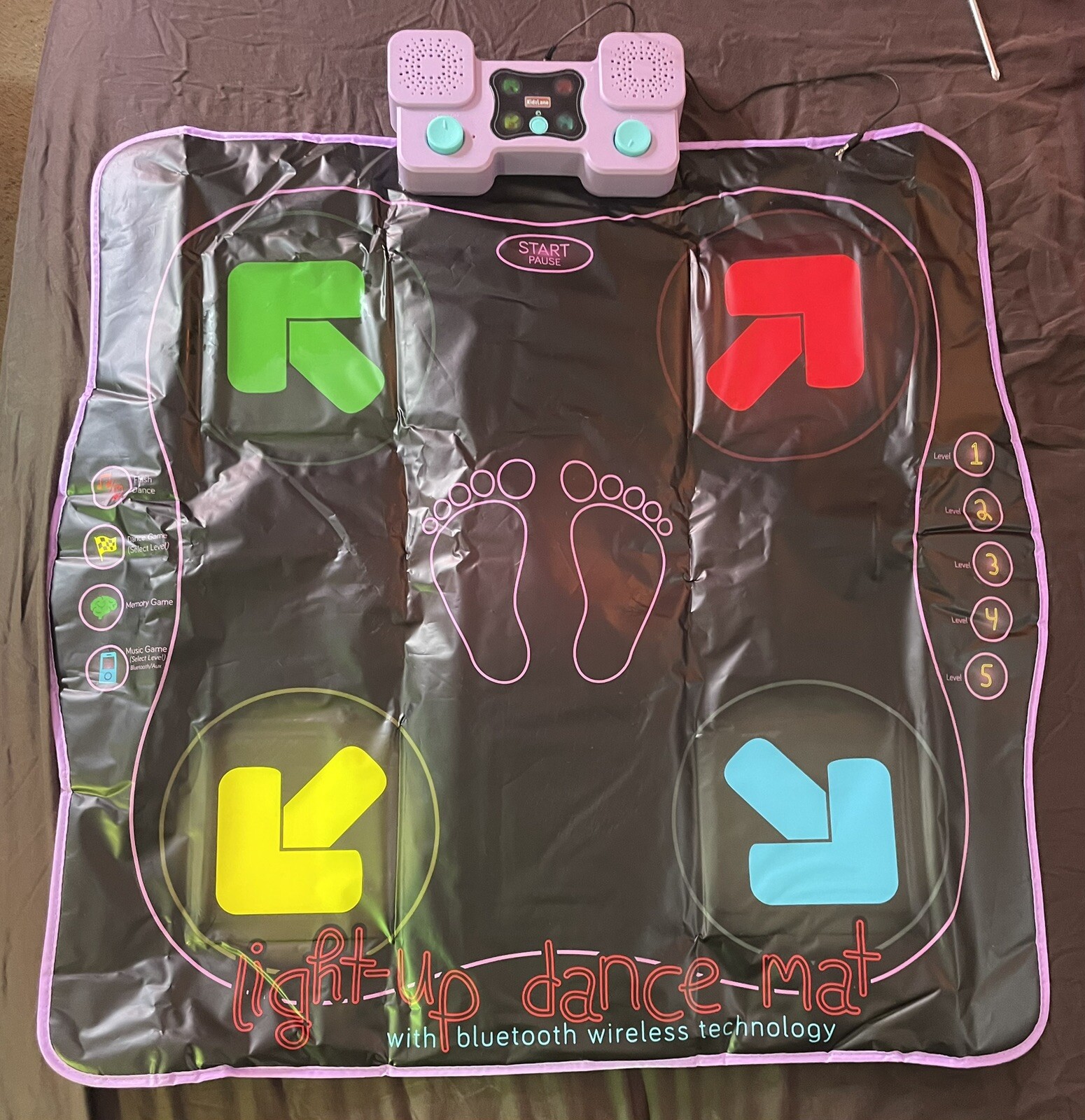 Kidzlane Dance Mat Light Up Dance Pad with Wireless Bluetooth Built in Music