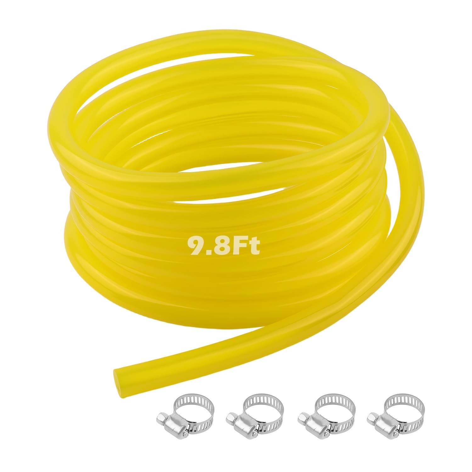 9.8Ft Rubber Car Small Engine Fuel Line Hose OD 12mm/ID 8mm with 4PCS Clamps,…