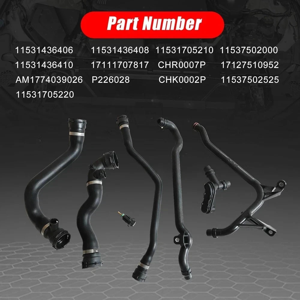 7Pcs Set Expansion Tank Coolant Radiator Hose Kit Compatible with BMW