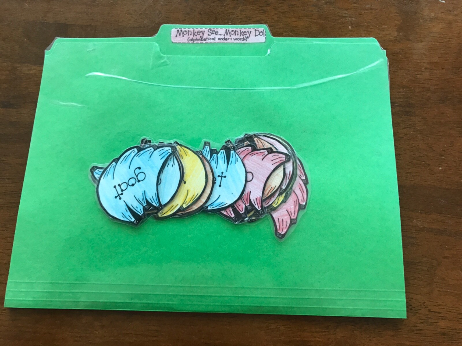 Monkey See Money Do! ABC order 1st grades language arts file folder game