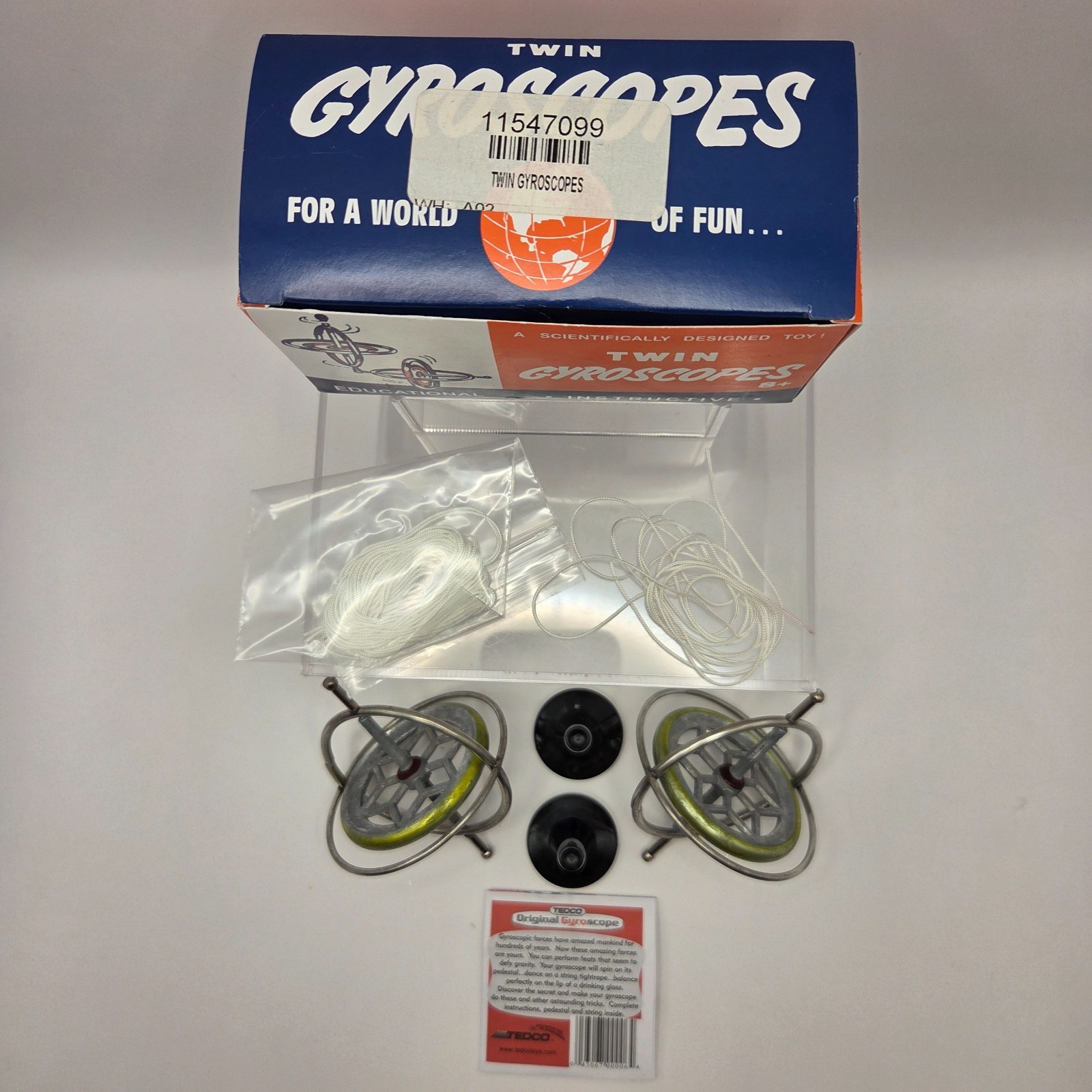 NEW Set of 2 Classic Vintage Twin Gyroscope Toys Tedco Original w/ Instructions