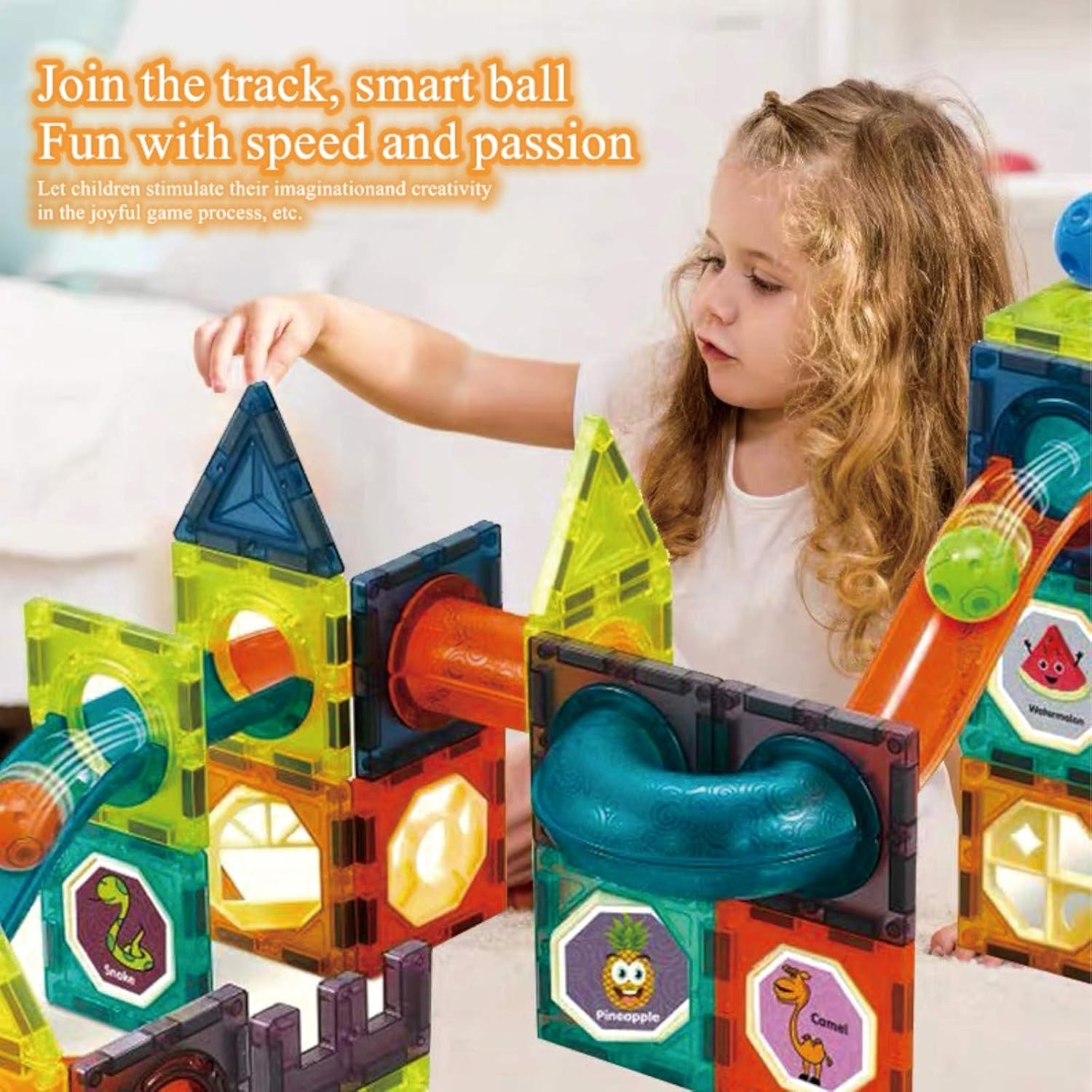 Light Magnetic Tiles Building Blocks For Kids, 3D STEM Building Toys, 110 PCS