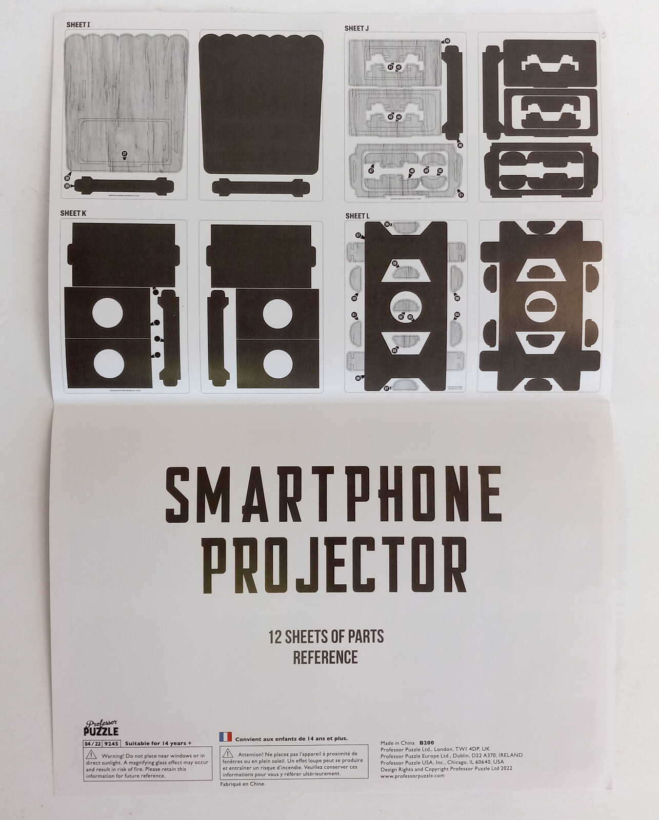 SmartPhone Projector Professor Puzzle B200 Cardboard Build Your Own open box