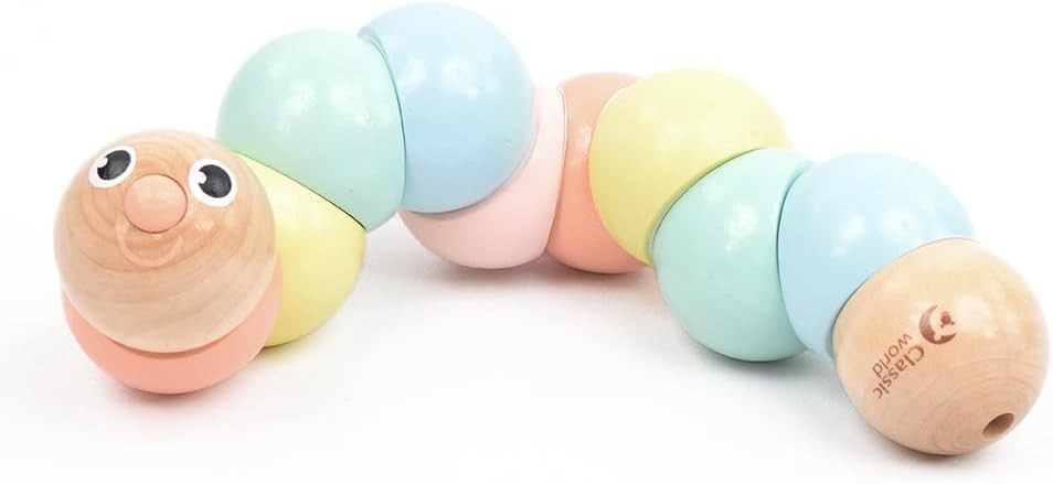 Classic World 54235 Wooden Babies, Toddlers and Kids, Twist Caterpillar (Pastel)