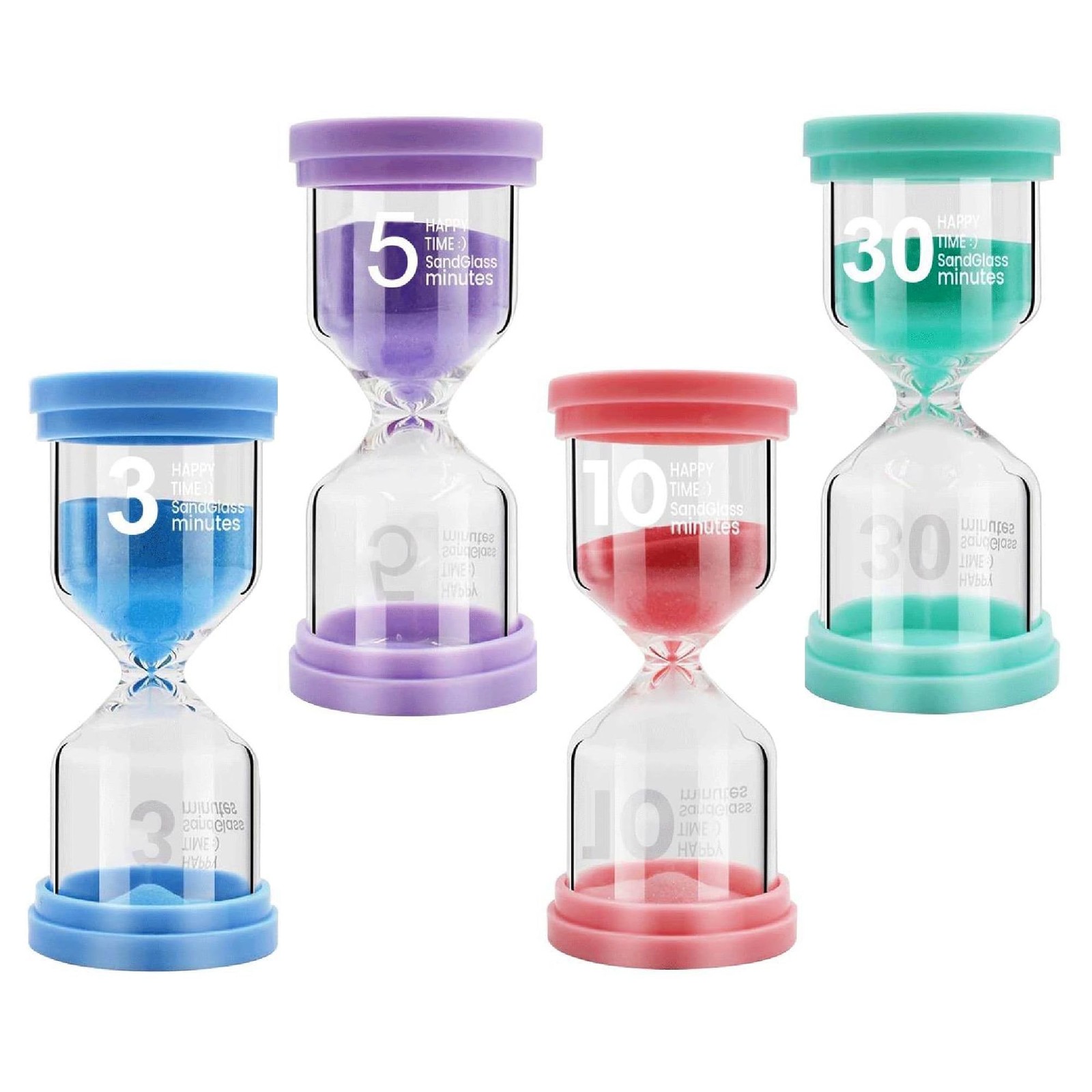 Sand Timer for Kids 4 Pack Colorful Hourglass 3min, 5mins, 10mins, 30mins San…
