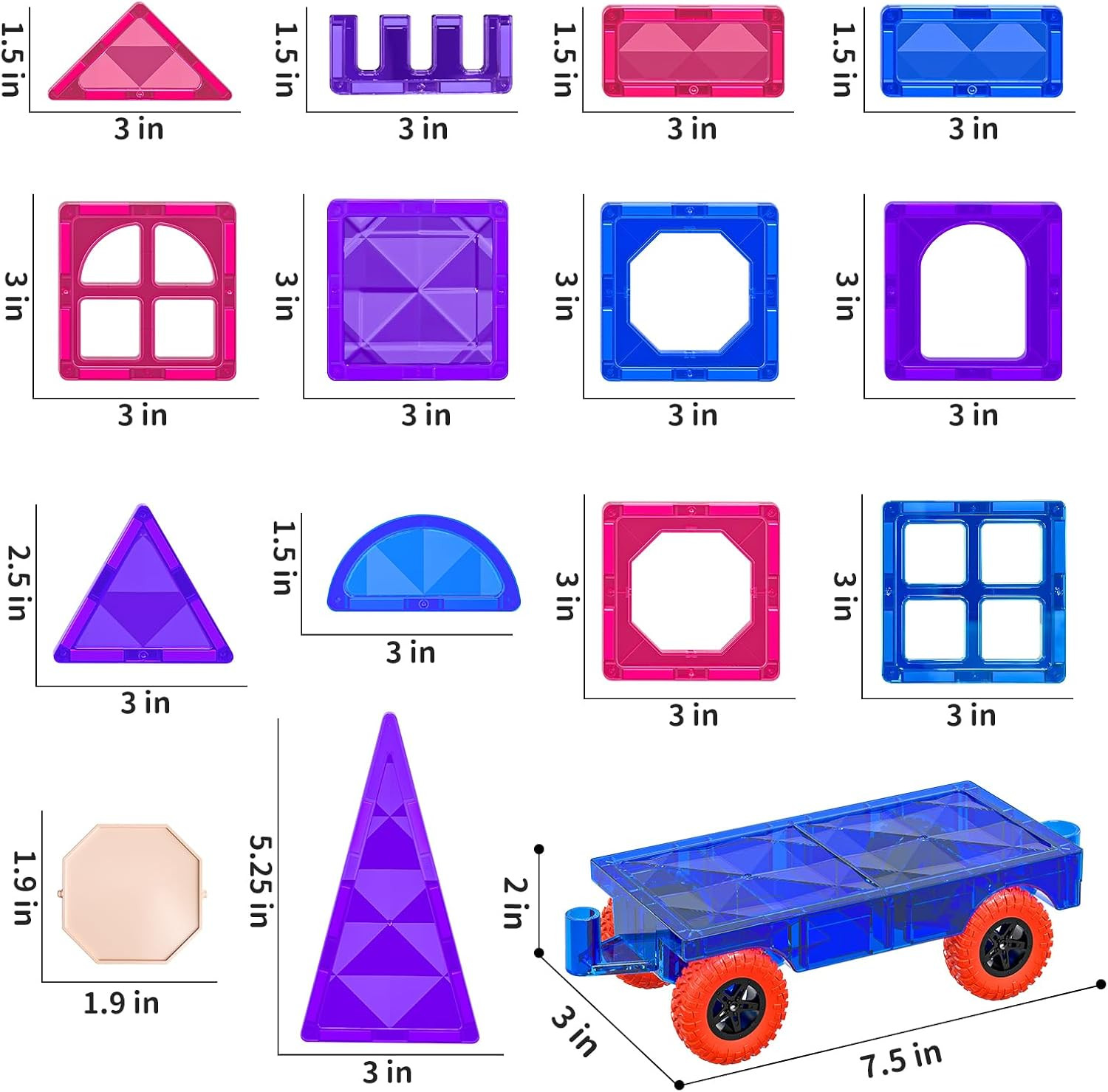 Magnet Tiles, 80 PCS Magnetism Building Toy Set, Learning and Education Toys for