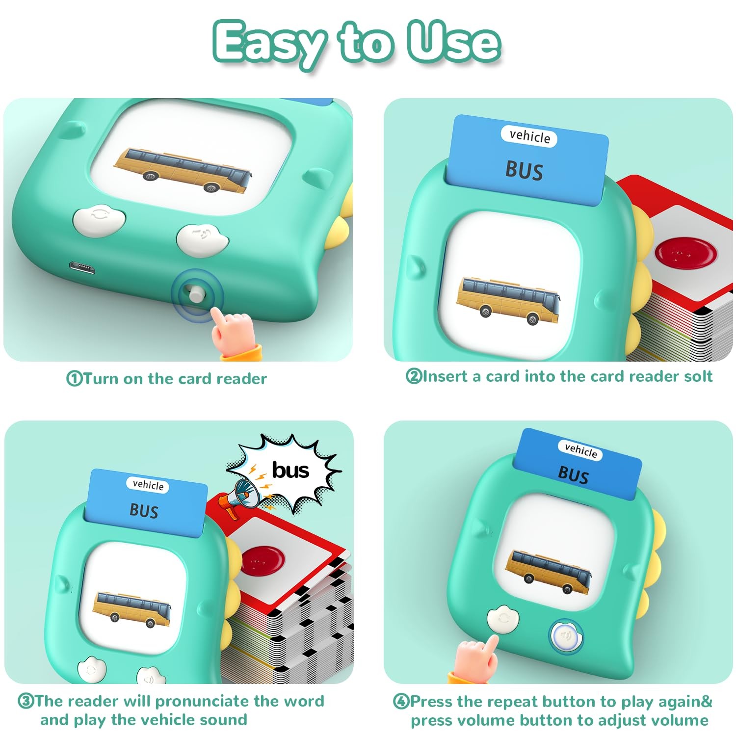 Kidzdo Talking Flashcards for Toddlers 1 2 3 4 5 6 Years Old, 520 Words Langu…