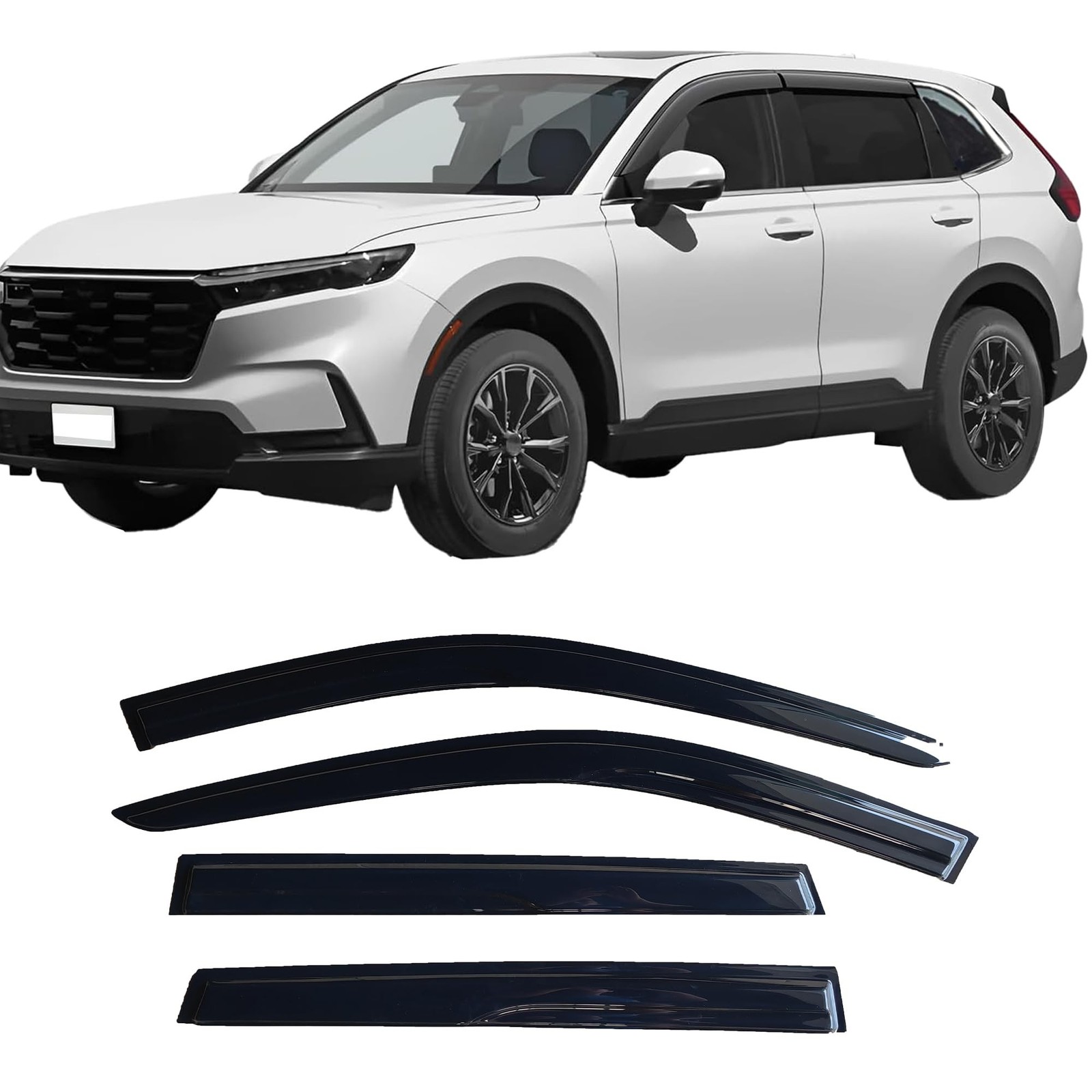 Matte Black 4PC Exterior Tape-On Rain Guards for 2023-2025 Honda CRV(CR-V) | …