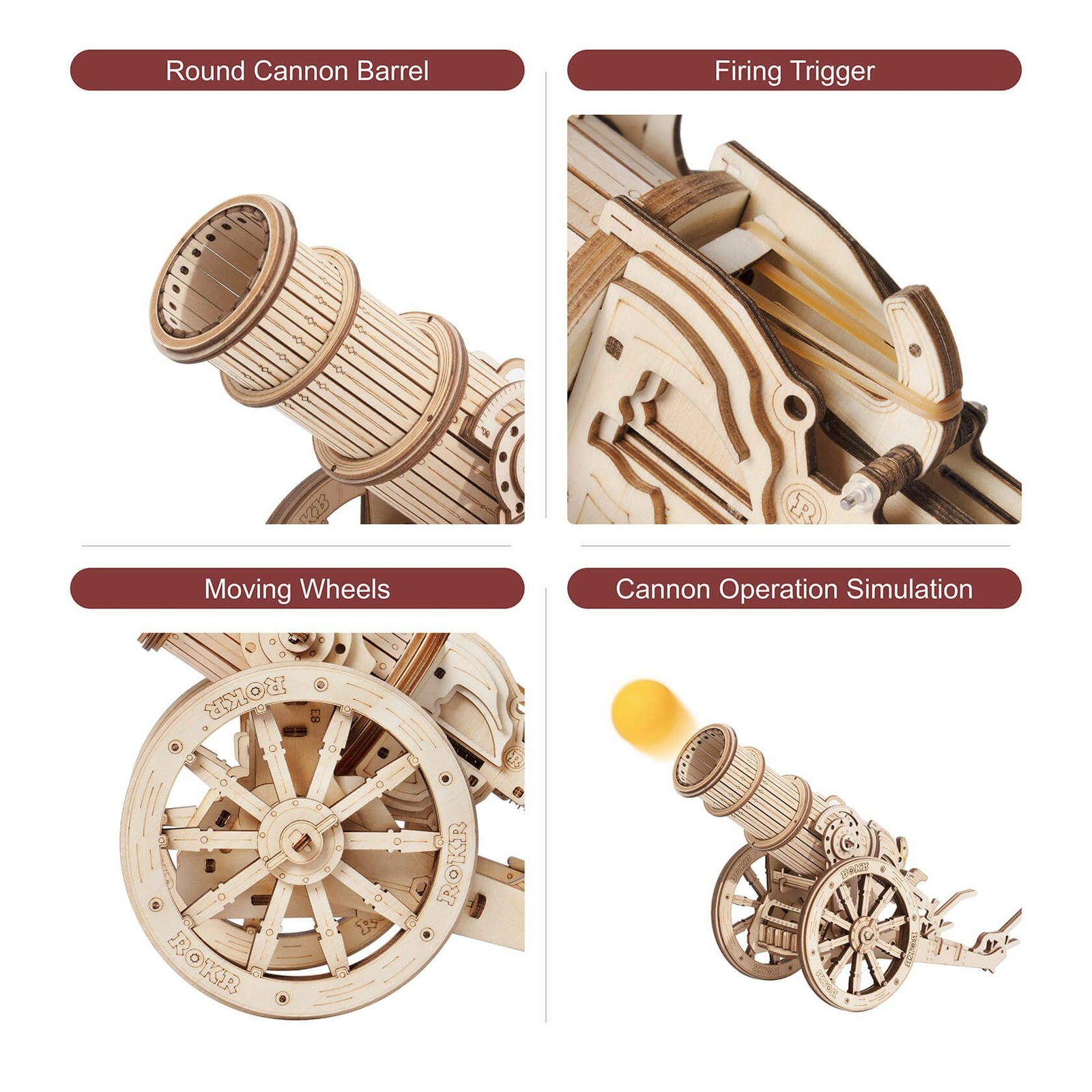 Wooden Puzzle 3D Toy Artillery Model Siege Assembly Gift DIY Game Children Xmas