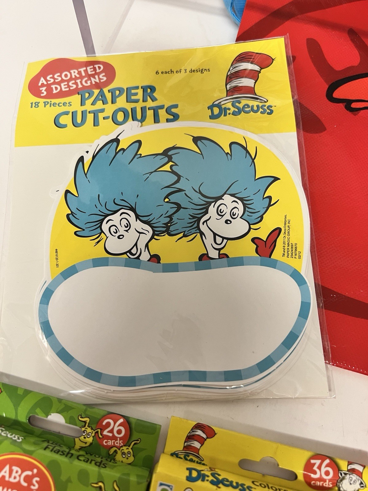 Dr Seuss Learning Bundle 3 Tote Bags Flash Cards ABC Numbers Stickers Classroom