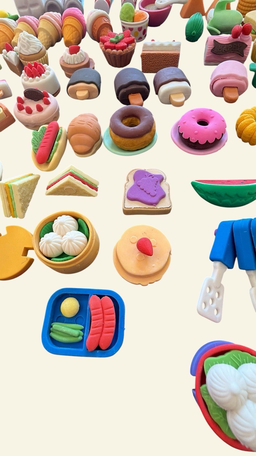 Huge Lot Mini Food Erasers Kawaii Puzzle Rubber Fidget Toys Bulk Kids Prizes