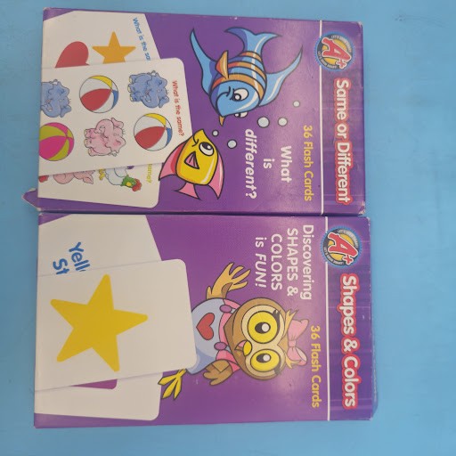 9 Large Lot Toddler Learning Flash Cards ABC 123 Shapes Compare Words Preschool