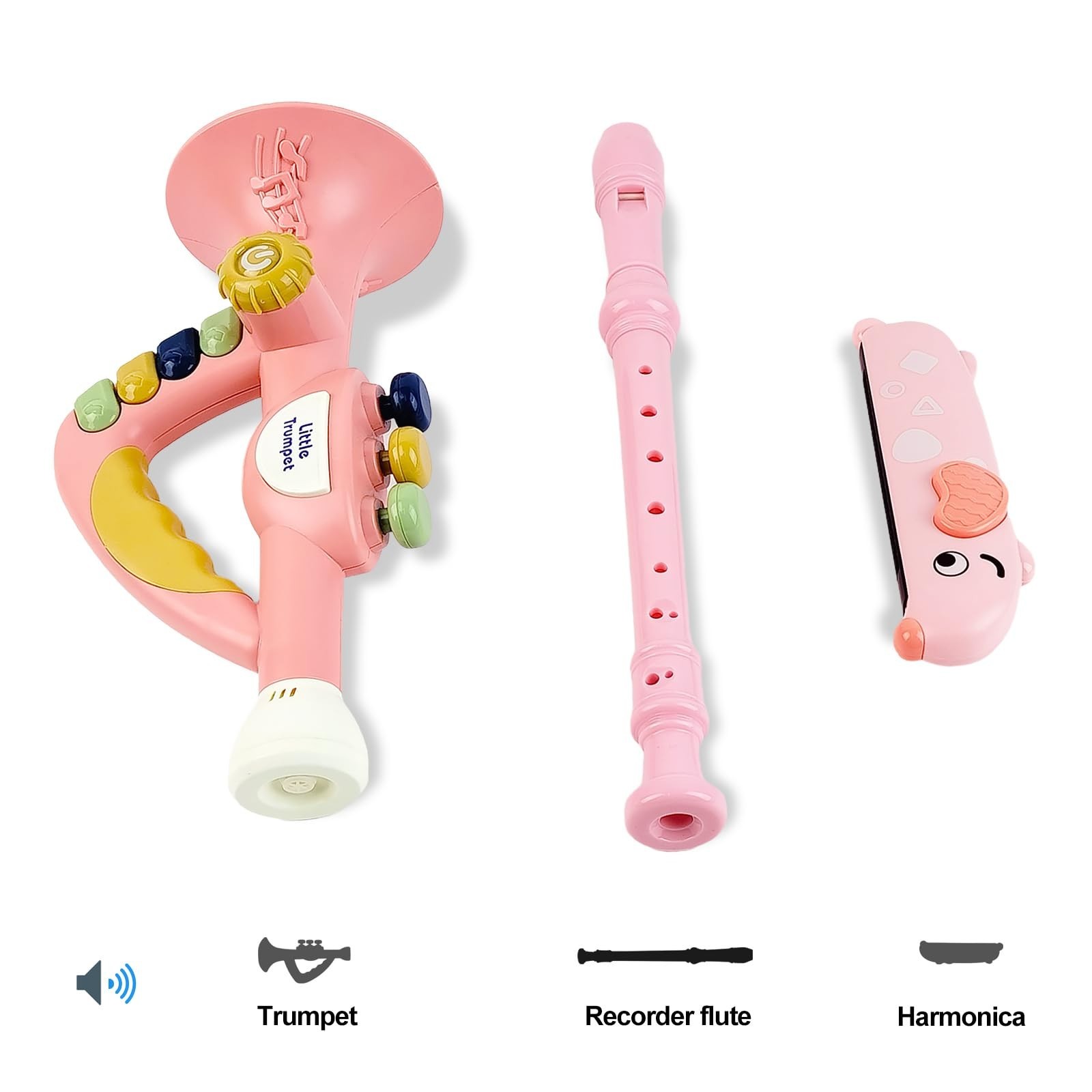 Toddler Musical Instruments Toy Trumpet, Harmonica, Recorder Flute for Kids…