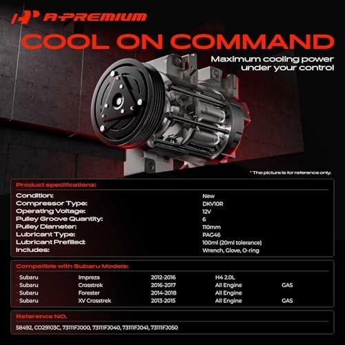 A-Premium Air Conditioner AC Compressor with Clutch Compatible with Subaru