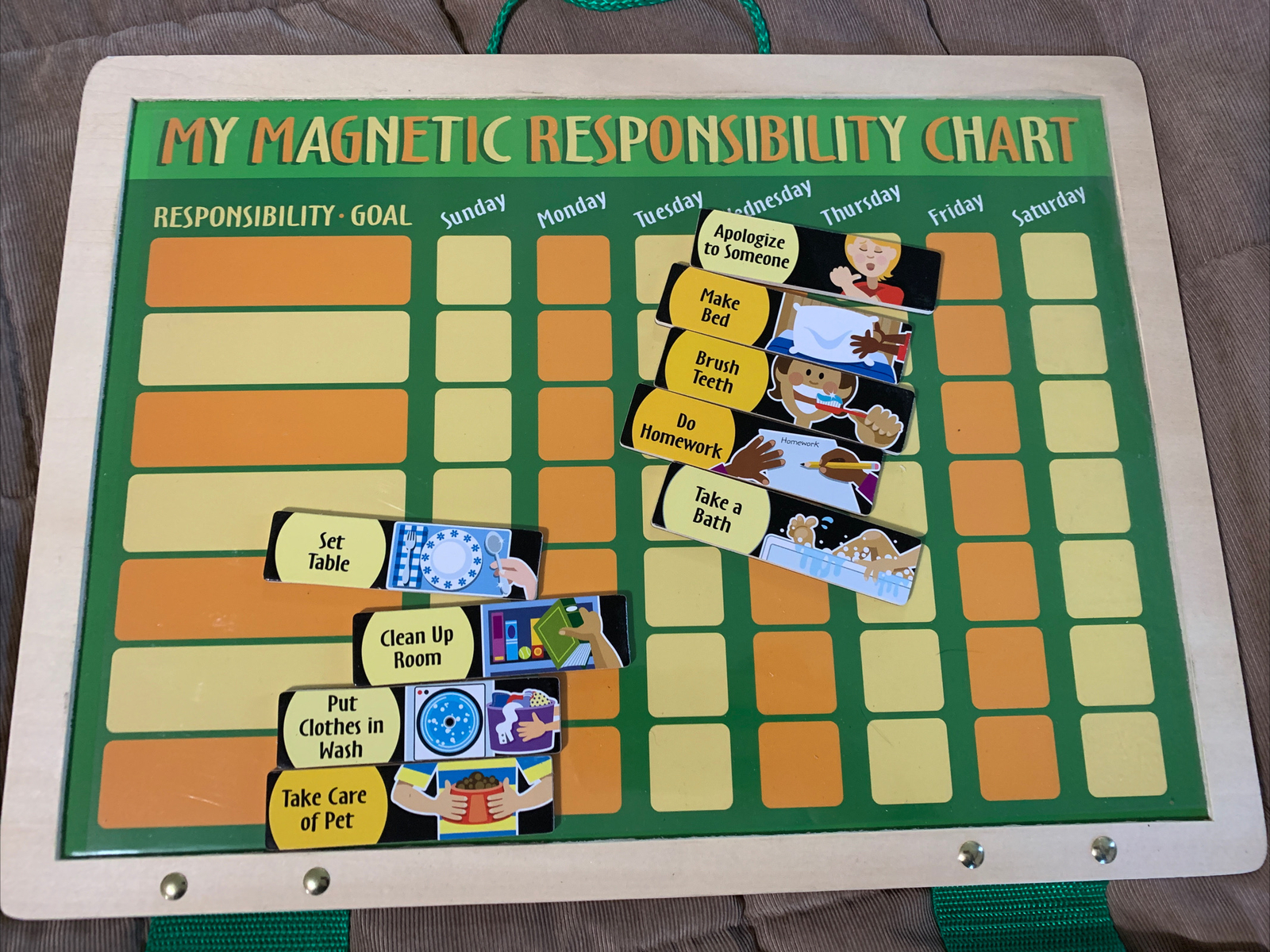 Magnetic Responsibility Chart for children Whiteboard Tasks Praise Magnets VGC