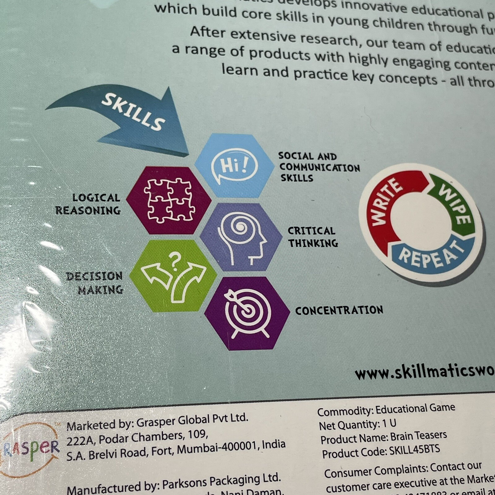 Brain Teasers Write & Wipe Activity Mats Educational Game By Skillmatics Ages 6+
