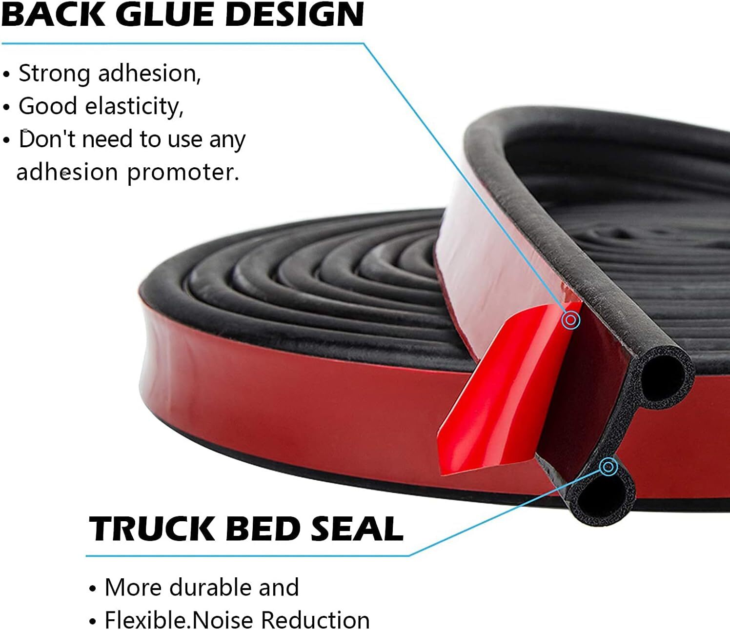 MYFAMIREA 32.8Ft Adhesive Tailgate Seal EPDM Rubber Universal Car Seal Strip for