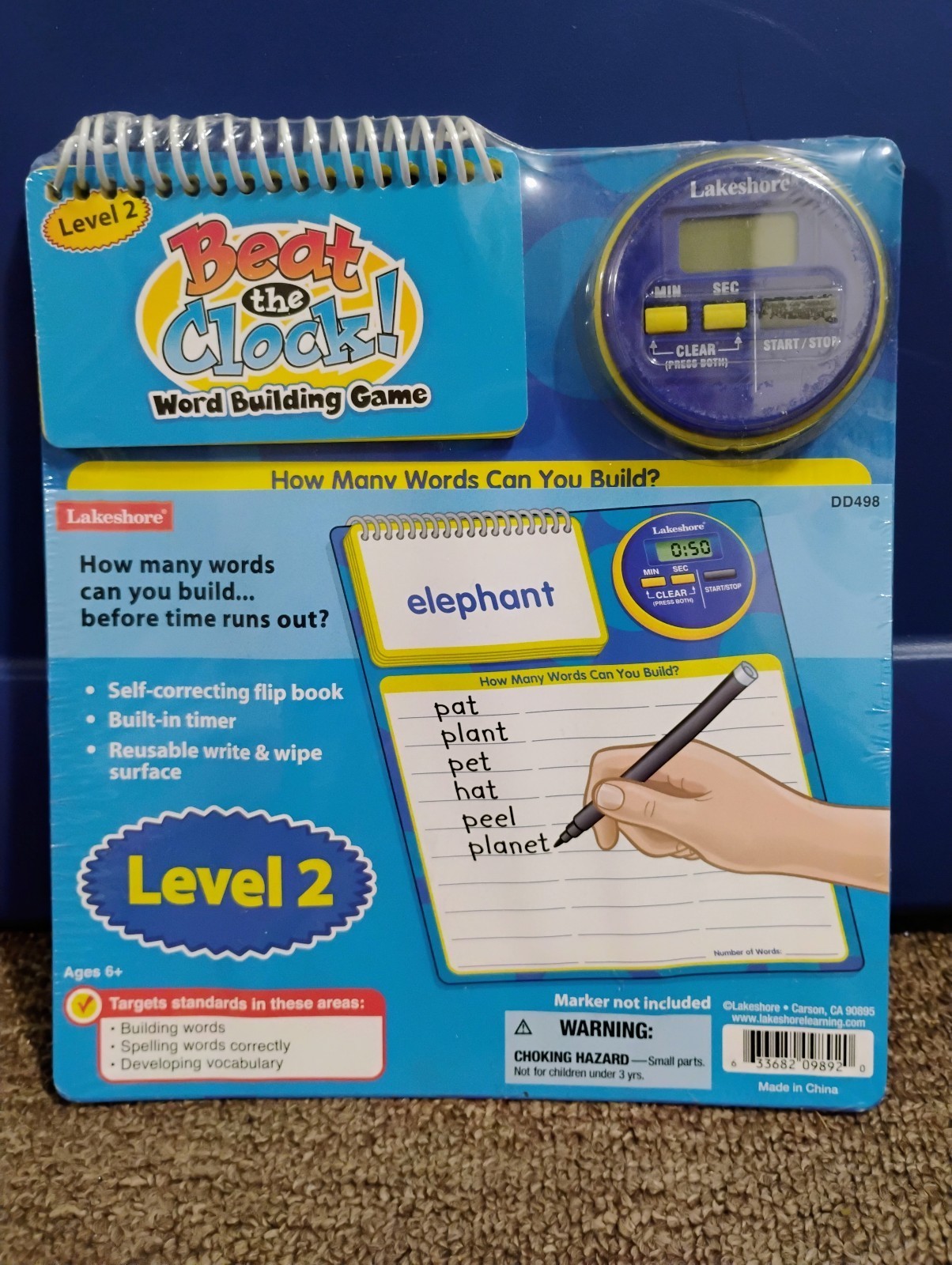 HTF NEW Vintage 2008 Lakeshore Beat the Clock Timer Word Building Game