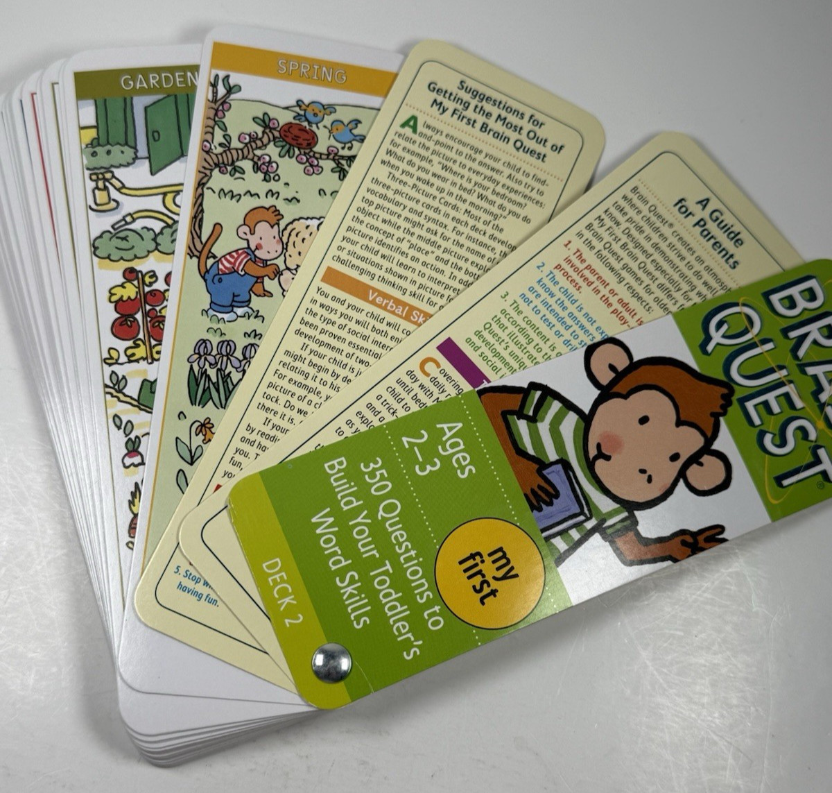 Brain Quest Deck 1 & Deck 2 Kindergarten ages 2-3 by Workman 4th Edition