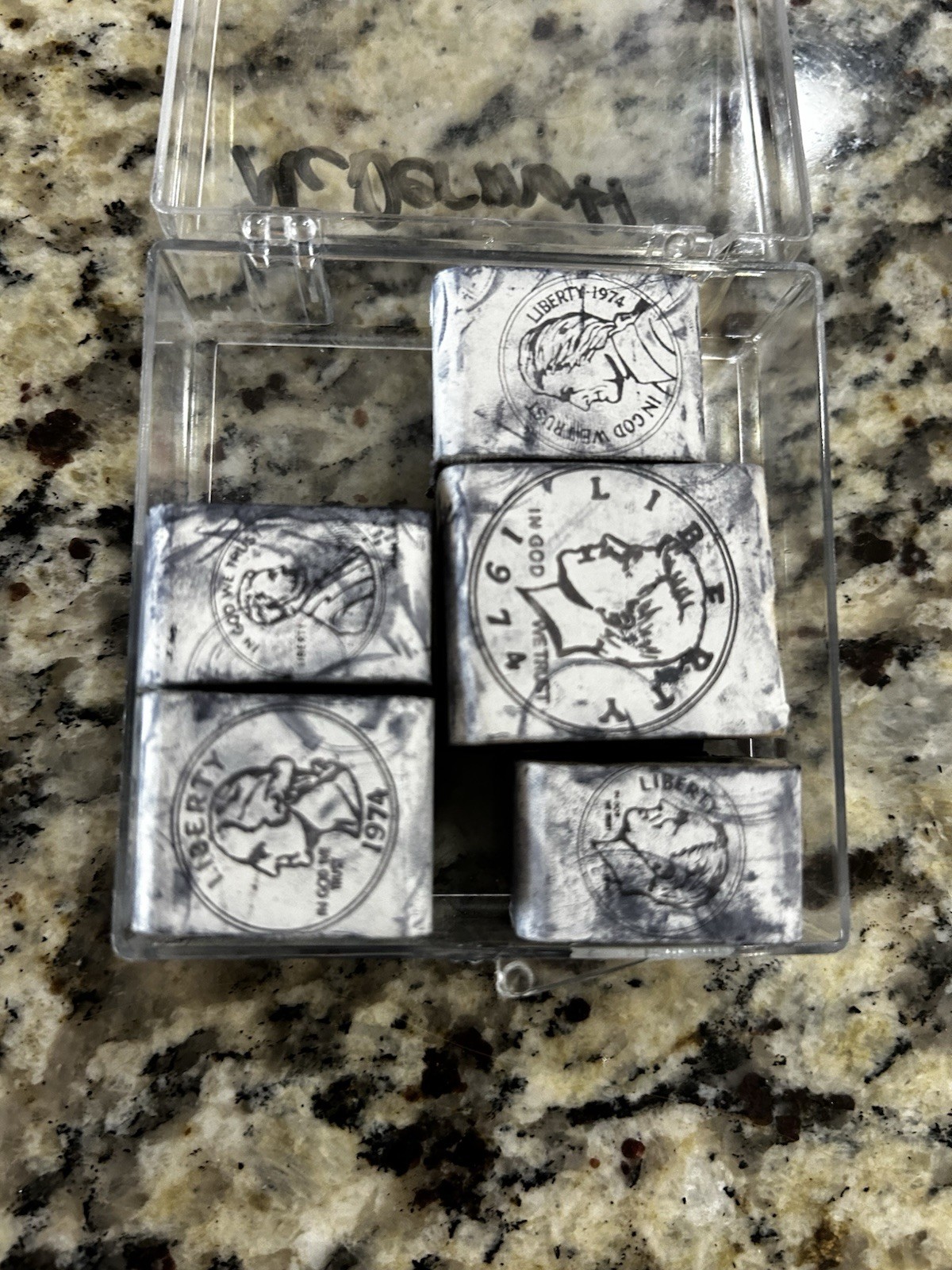 Wood Rubber Stamps Set Of 5 USA Coin Denominations