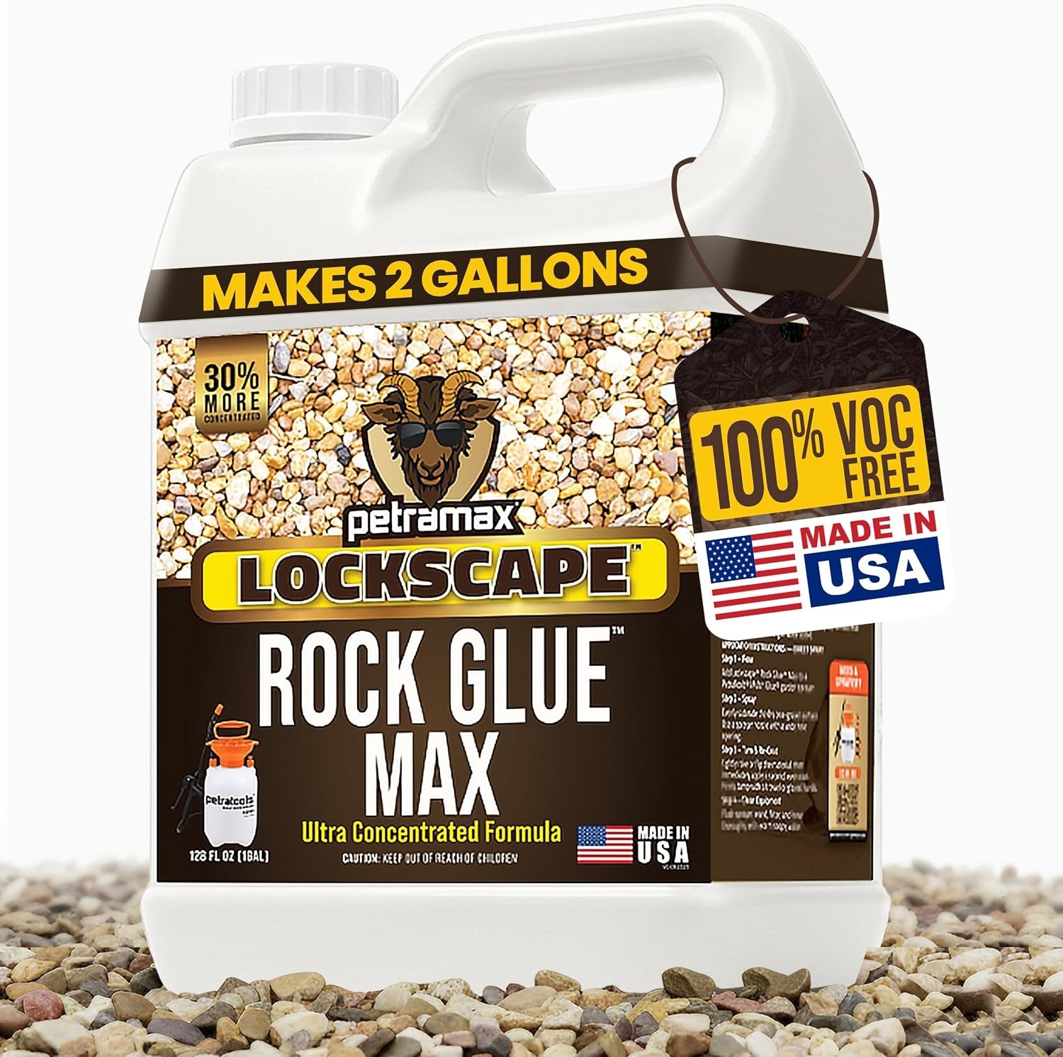 Max Rock Glue for Landscaping, 1 Gallon – Wide Coverage & Pet Safe Mulch Glue…