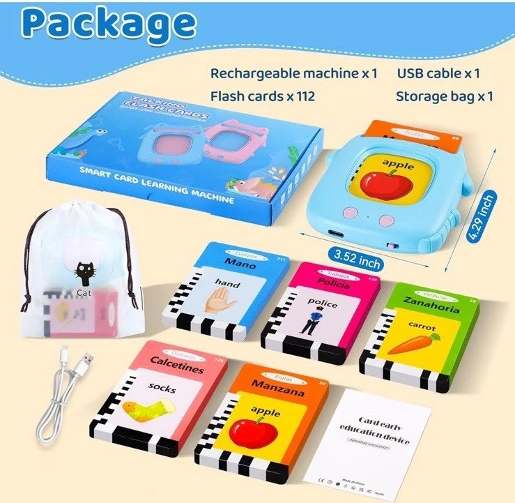 Toddler Toys Talking Flash Cards for 2 3 4 5 6 Year Old Boy Girl