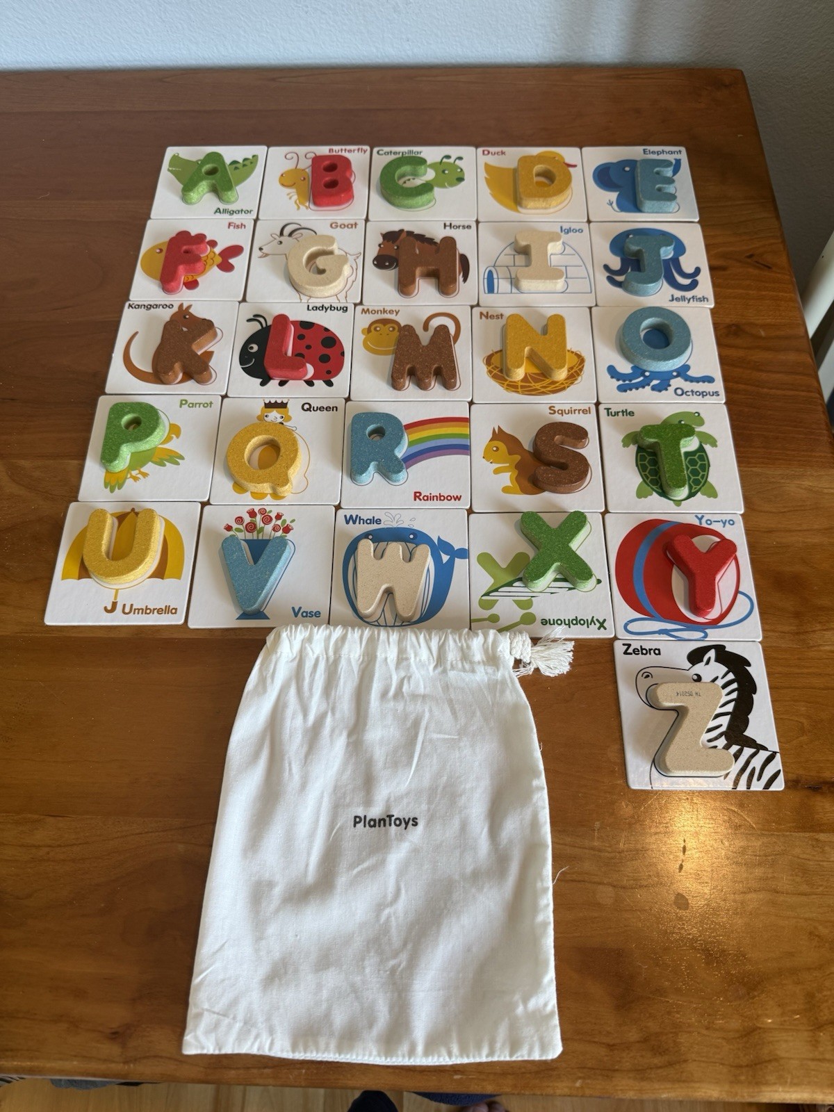 Plan Toys Wooden Letters color alphabet cards learning writing letters mint new